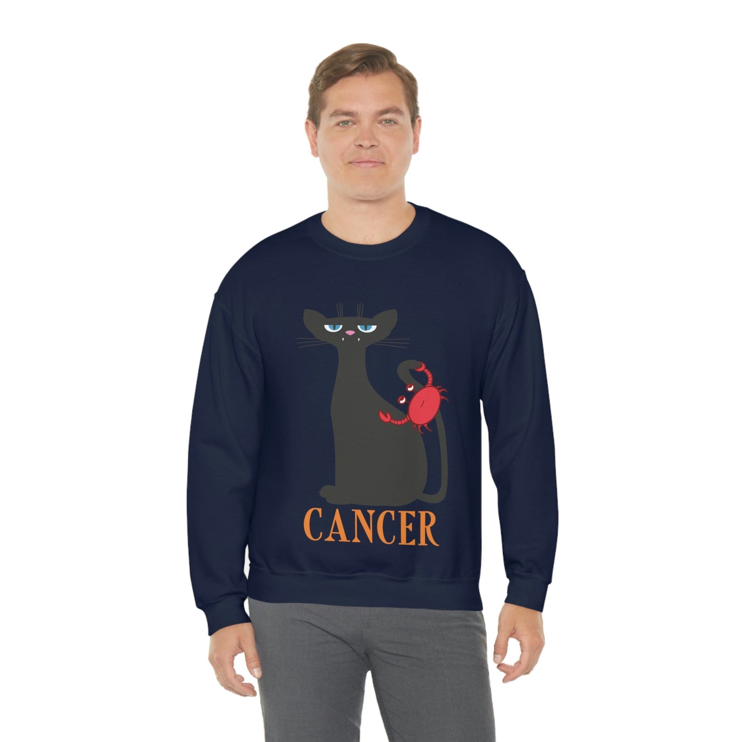 Cancer Cat Zodiac Sign Unisex Heavy Blend™ Crewneck Sweatshirt Ichaku [Perfect Gifts Selection]