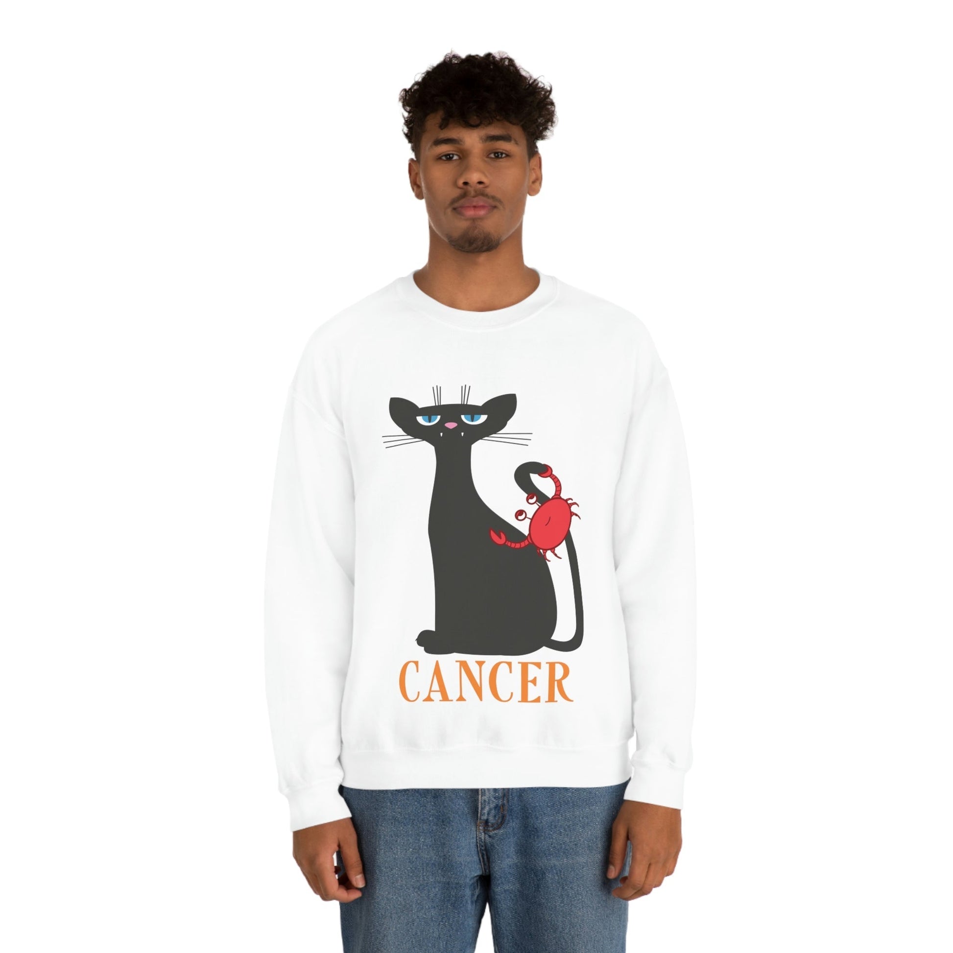 Cancer Cat Zodiac Sign Unisex Heavy Blend™ Crewneck Sweatshirt Ichaku [Perfect Gifts Selection]