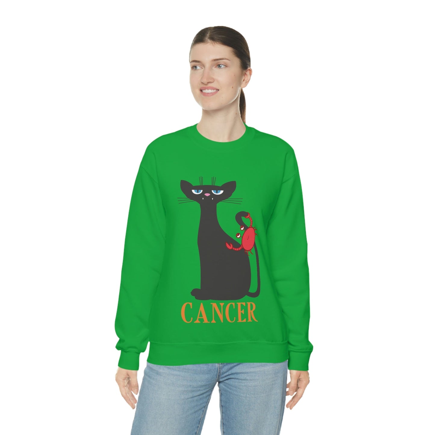 Cancer Cat Zodiac Sign Unisex Heavy Blend™ Crewneck Sweatshirt Ichaku [Perfect Gifts Selection]