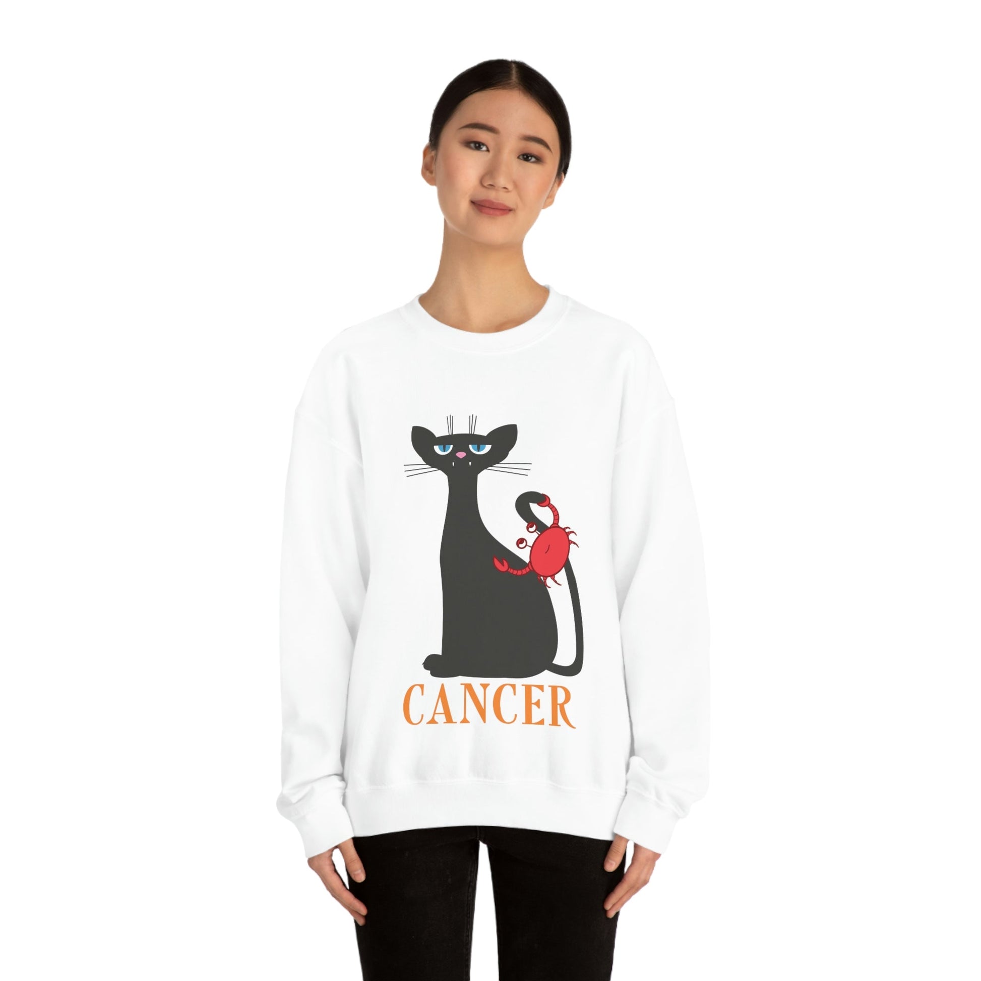 Cancer Cat Zodiac Sign Unisex Heavy Blend™ Crewneck Sweatshirt Ichaku [Perfect Gifts Selection]