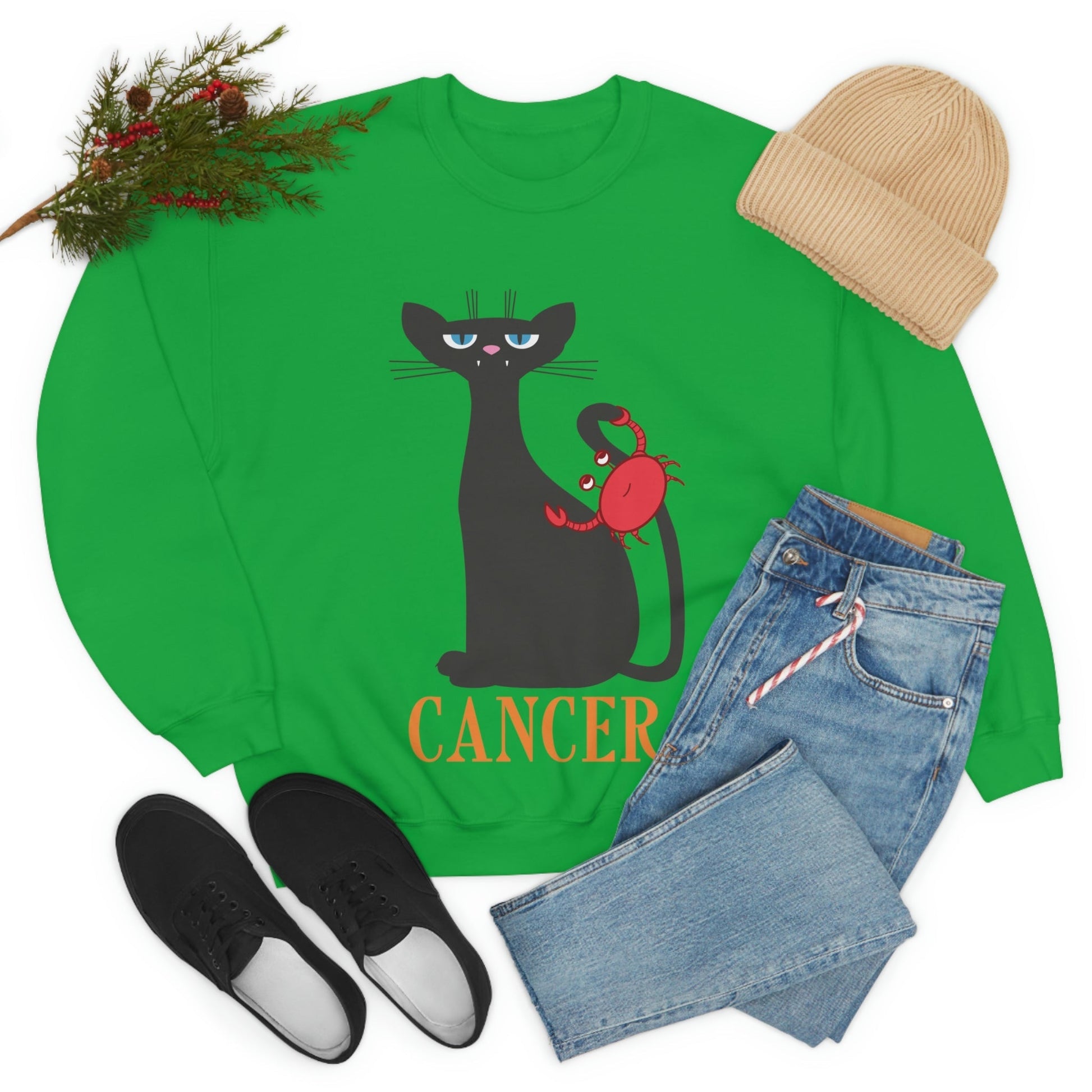 Cancer Cat Zodiac Sign Unisex Heavy Blend™ Crewneck Sweatshirt Ichaku [Perfect Gifts Selection]