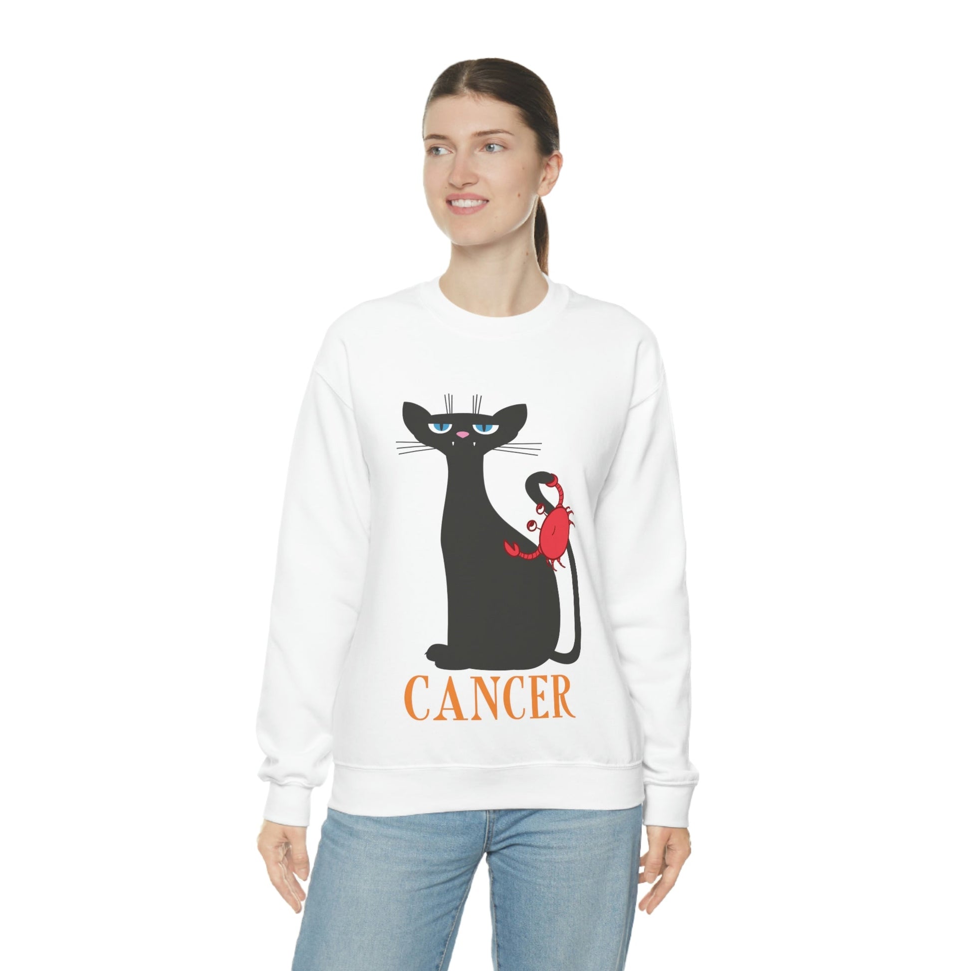 Cancer Cat Zodiac Sign Unisex Heavy Blend™ Crewneck Sweatshirt Ichaku [Perfect Gifts Selection]