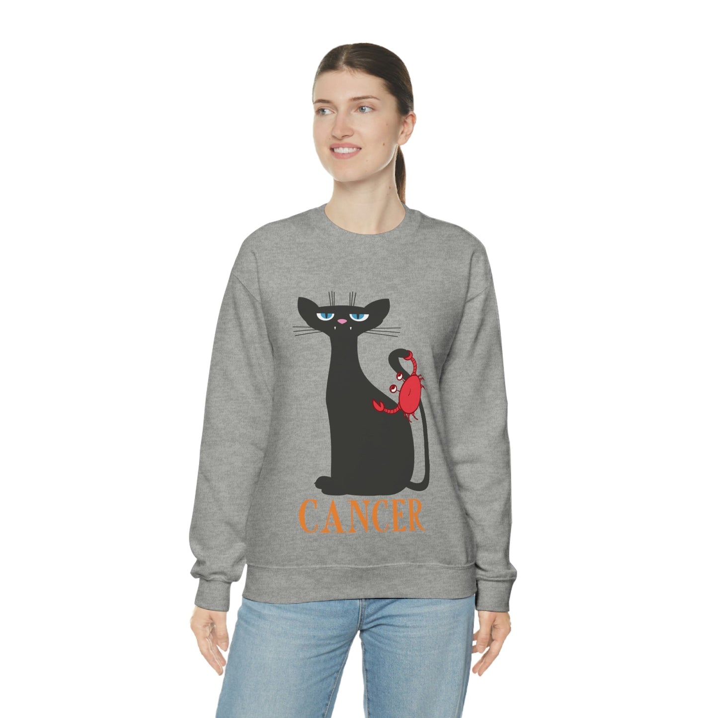 Cancer Cat Zodiac Sign Unisex Heavy Blend™ Crewneck Sweatshirt Ichaku [Perfect Gifts Selection]