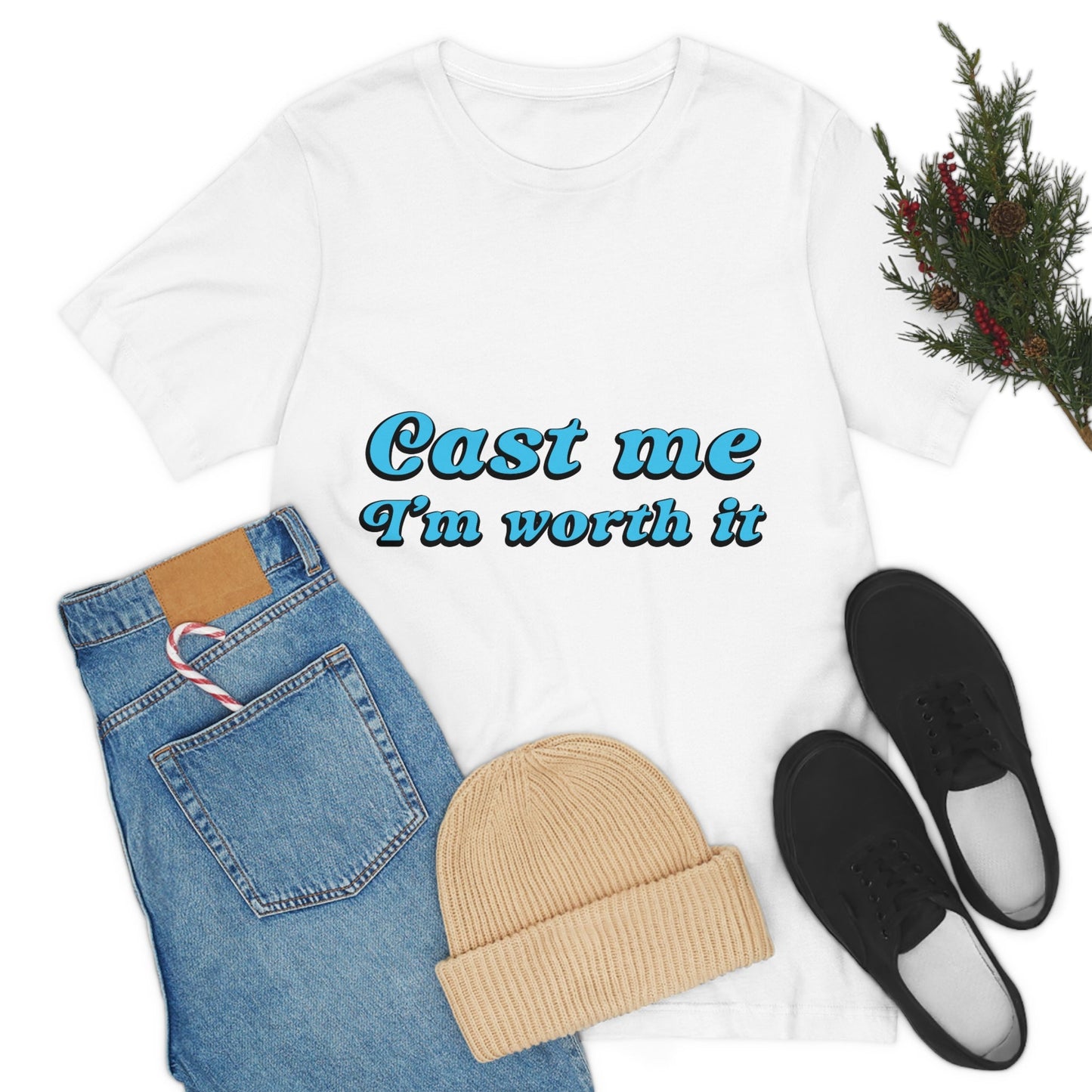 Cast Me I'm Worth It Retro Sayings Acting Quotes Unisex Jersey Short Sleeve T-Shirt Ichaku [Perfect Gifts Selection]