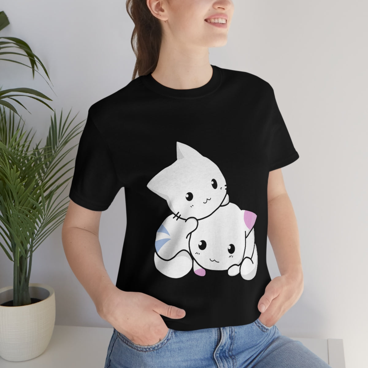 Cat Anime Lovers Unisex Jersey Short Sleeve T-Shirt Ichaku [Perfect Gifts Selection]