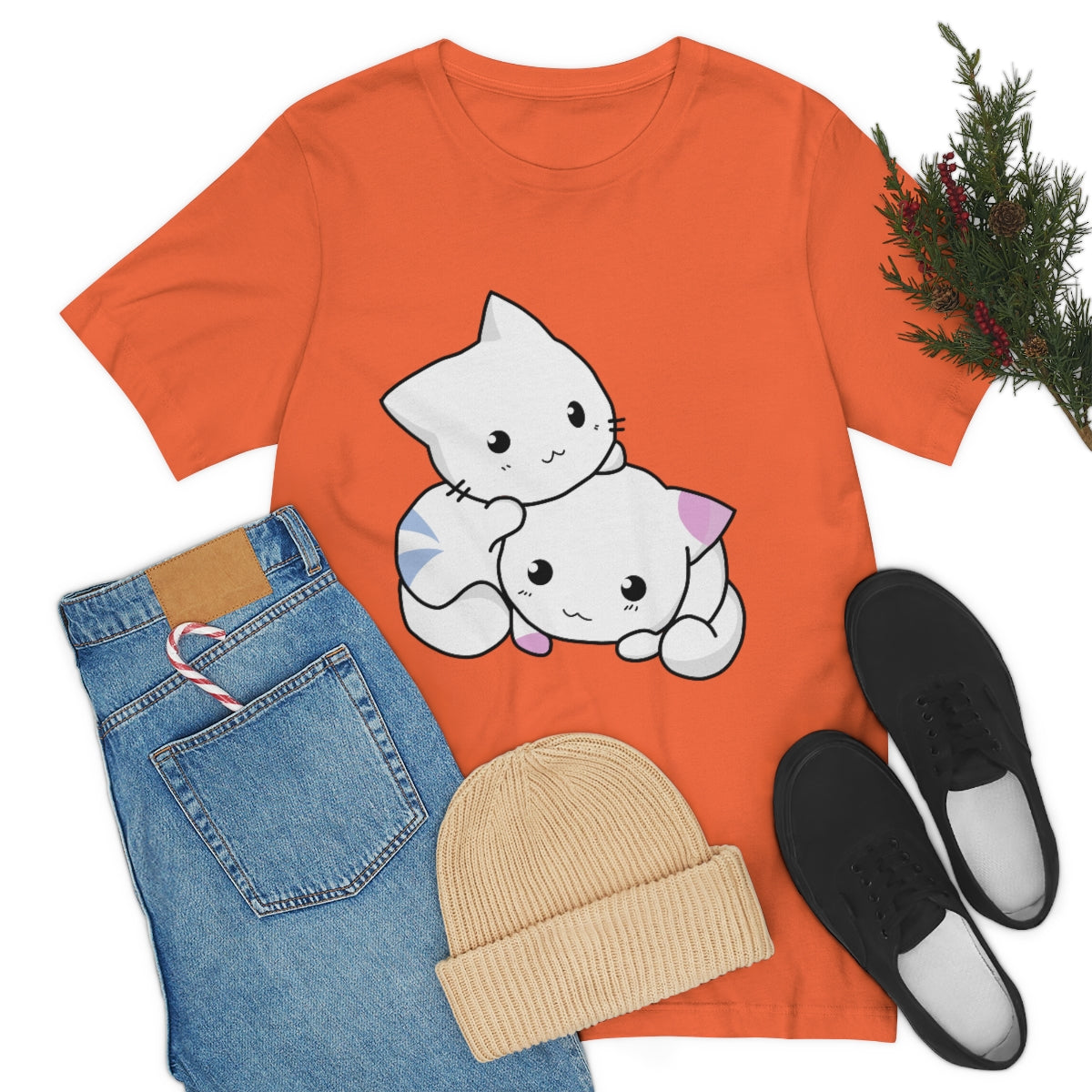 Cat Anime Lovers Unisex Jersey Short Sleeve T-Shirt Ichaku [Perfect Gifts Selection]