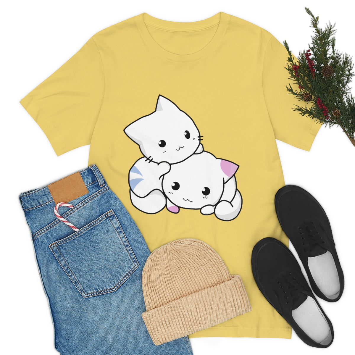 Cat Anime Lovers Unisex Jersey Short Sleeve T-Shirt Ichaku [Perfect Gifts Selection]