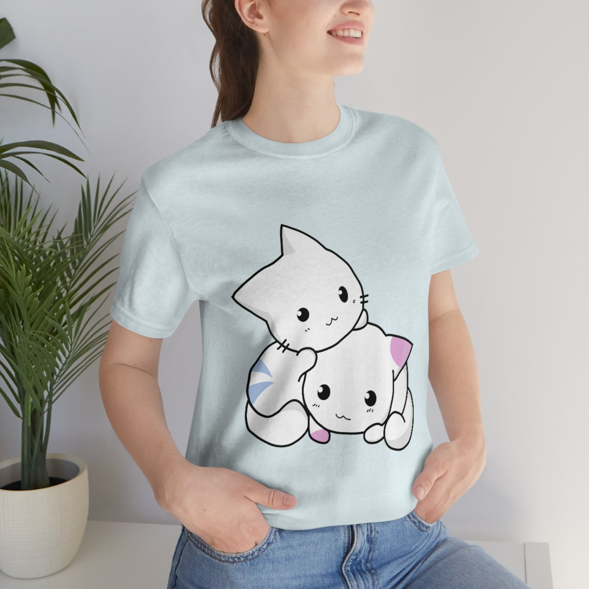 Cat Anime Lovers Unisex Jersey Short Sleeve T-Shirt Ichaku [Perfect Gifts Selection]