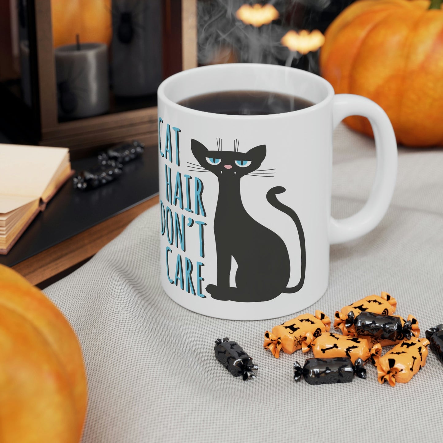 Cat Hair Don't Care Funny Cats Memes Ceramic Mug 11oz Ichaku [Perfect Gifts Selection]