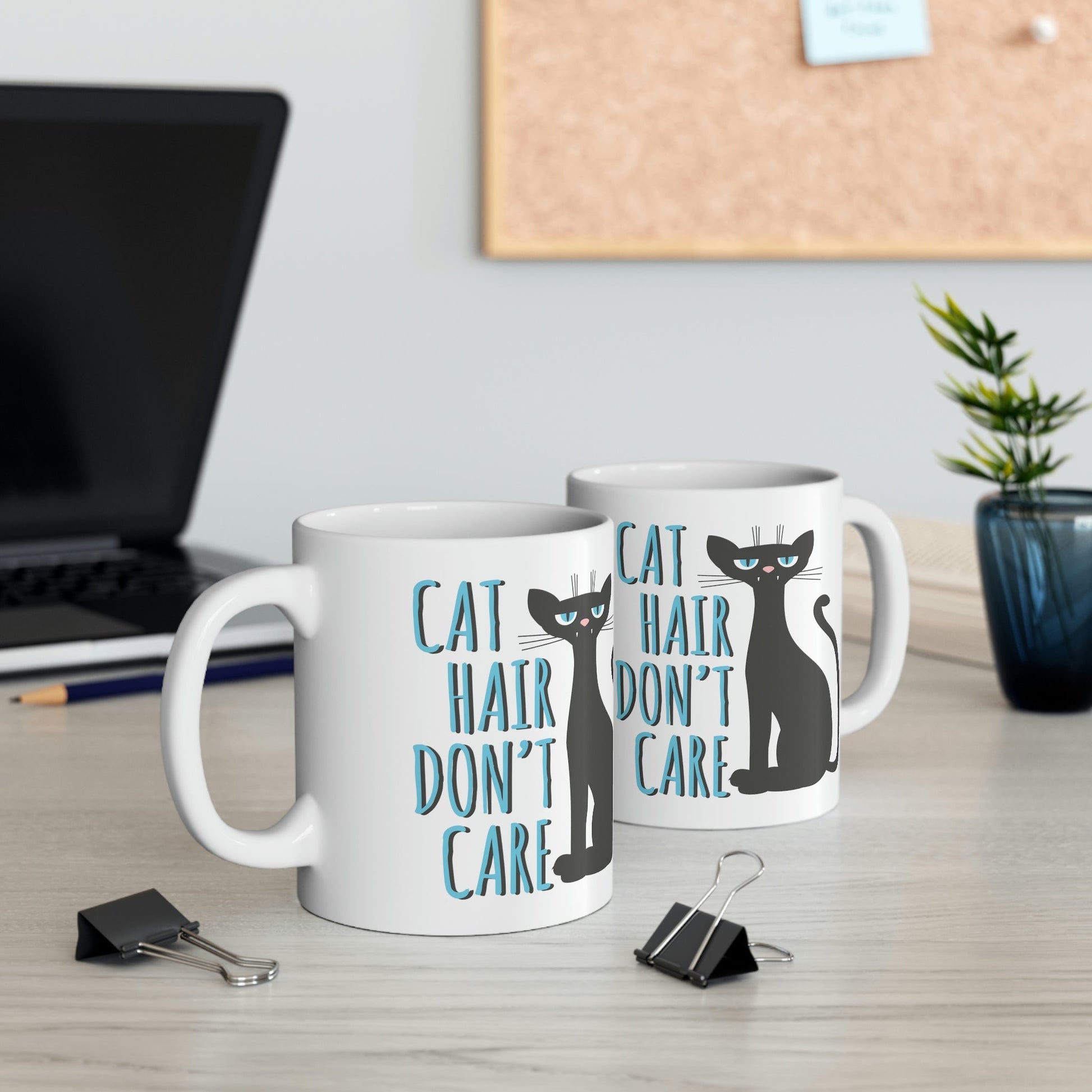 Cat Hair Don't Care Funny Cats Memes Ceramic Mug 11oz Ichaku [Perfect Gifts Selection]