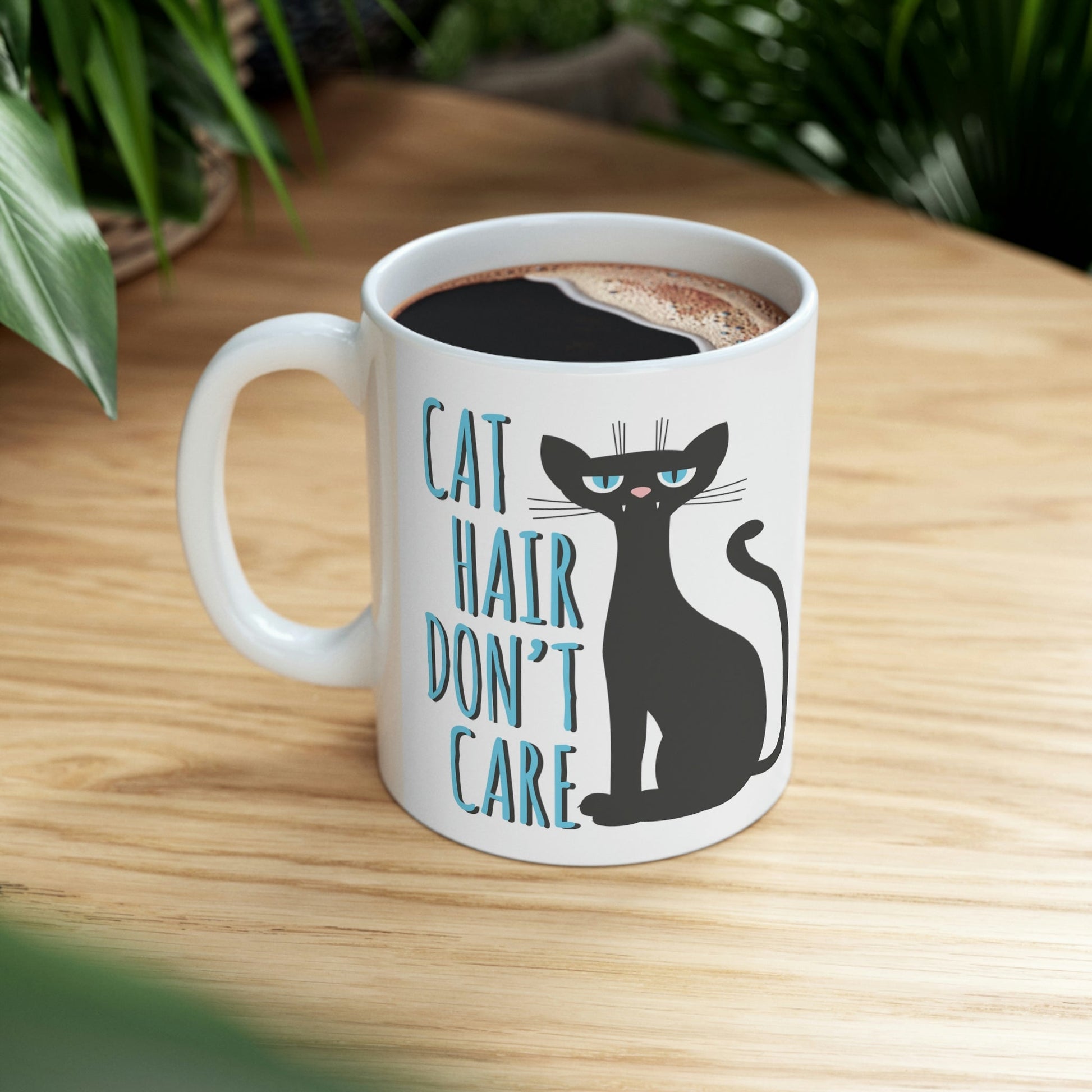 Cat Hair Don't Care Funny Cats Memes Ceramic Mug 11oz Ichaku [Perfect Gifts Selection]