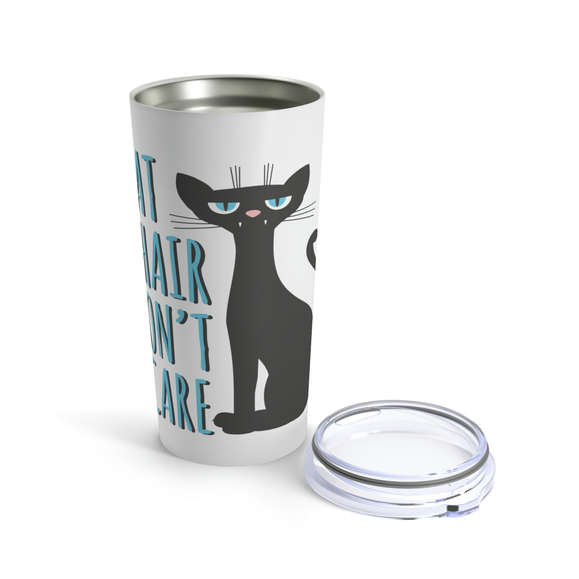 Cat Hair Don't Care Funny Cats Memes Stainless Steel Hot or Cold Vacuum Tumbler 20oz Ichaku [Perfect Gifts Selection]