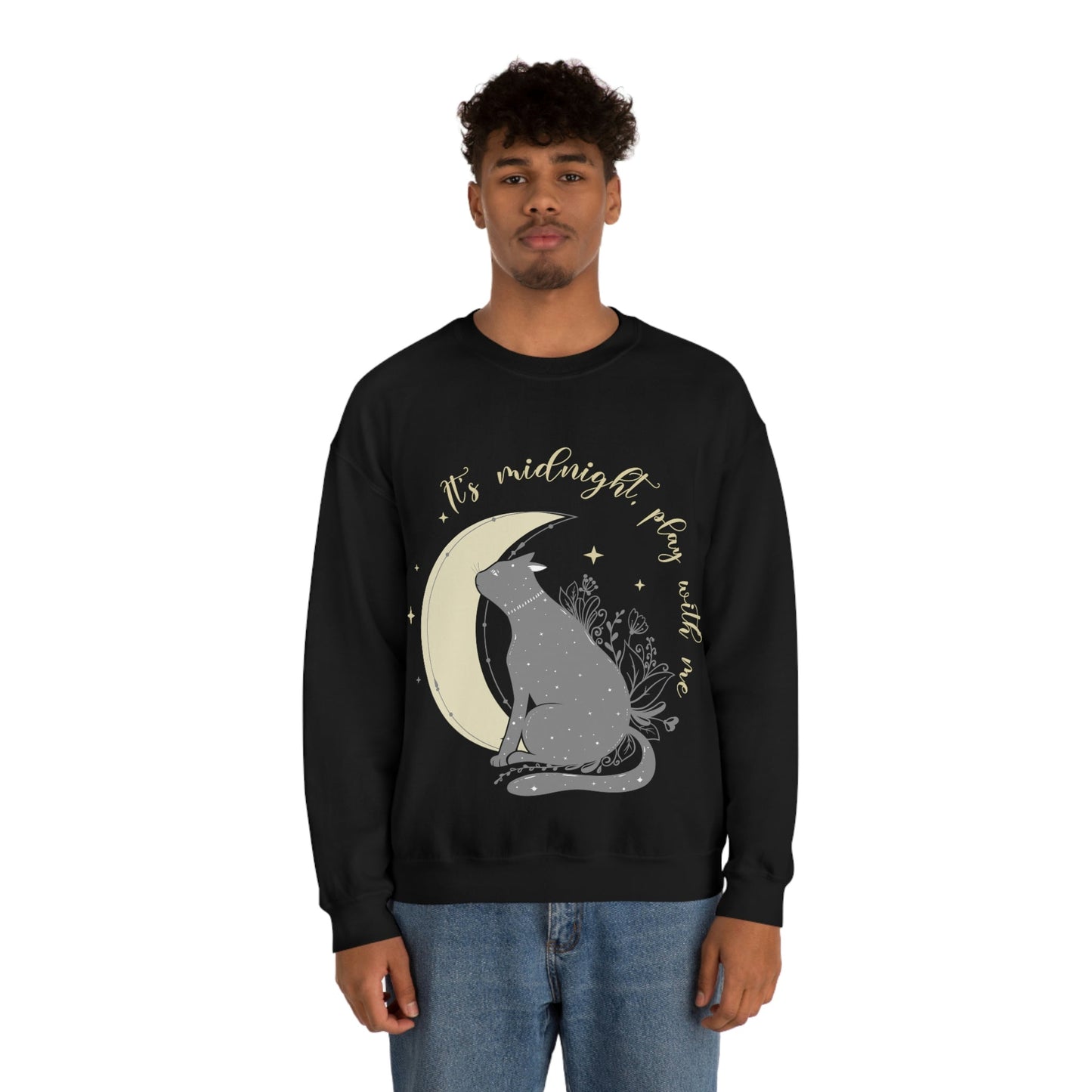 Cat Lover Moon Anime Cartoon Sailor Play with Cat Unisex Heavy Blend™ Crewneck Sweatshirt Ichaku [Perfect Gifts Selection]