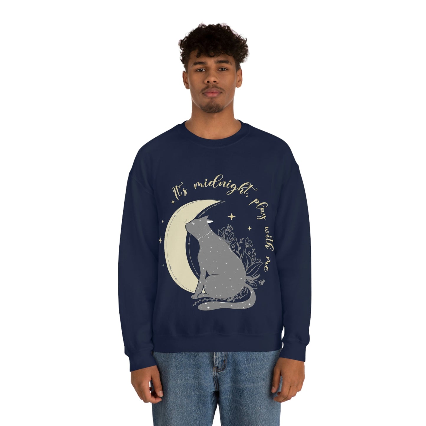 Cat Lover Moon Anime Cartoon Sailor Play with Cat Unisex Heavy Blend™ Crewneck Sweatshirt Ichaku [Perfect Gifts Selection]