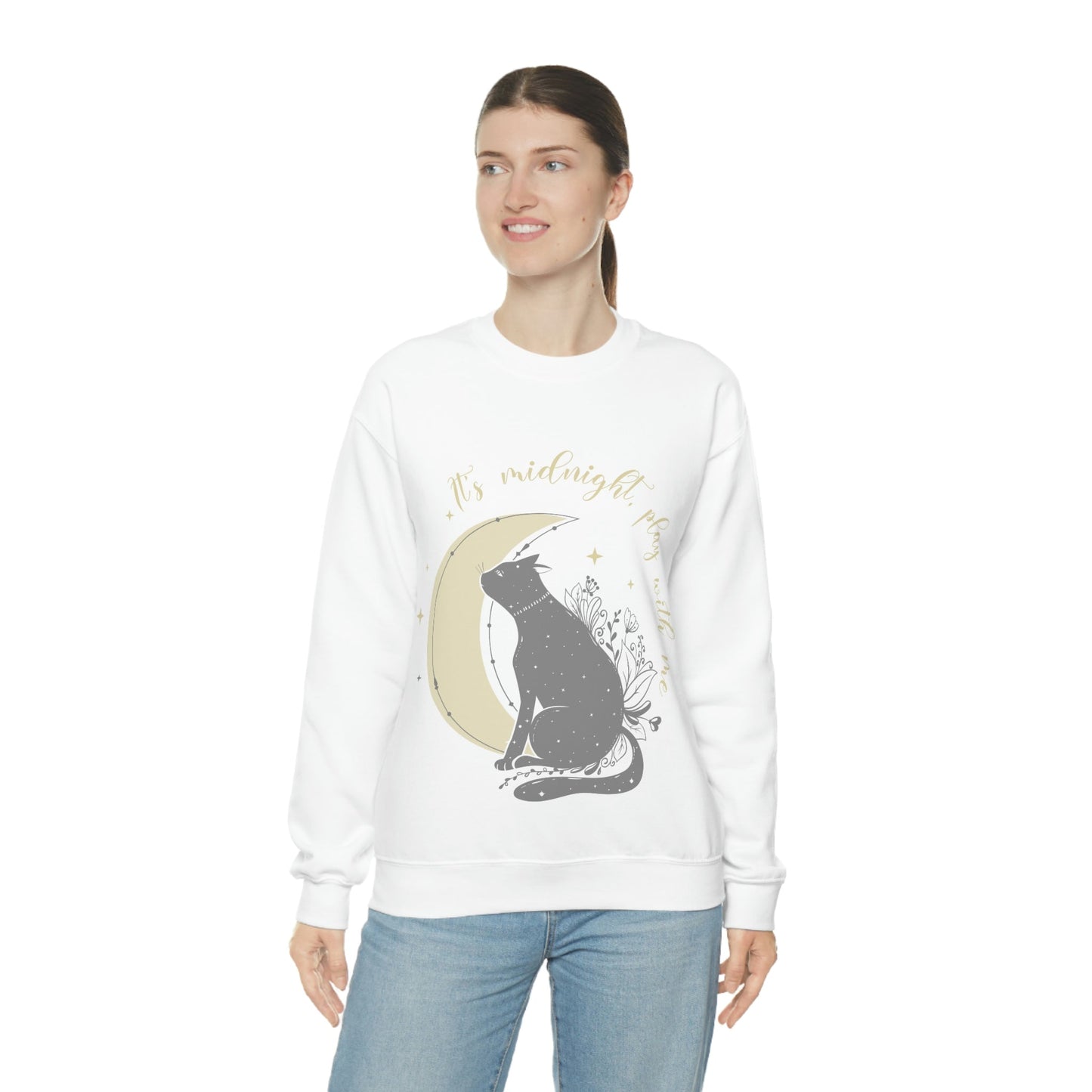 Cat Lover Moon Anime Cartoon Sailor Play with Cat Unisex Heavy Blend™ Crewneck Sweatshirt Ichaku [Perfect Gifts Selection]