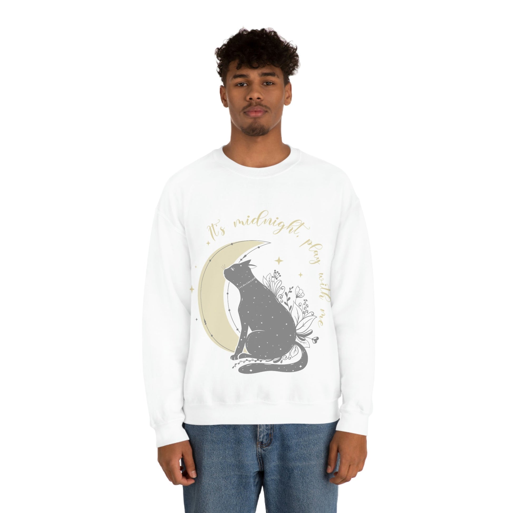 Cat Lover Moon Anime Cartoon Sailor Play with Cat Unisex Heavy Blend™ Crewneck Sweatshirt Ichaku [Perfect Gifts Selection]