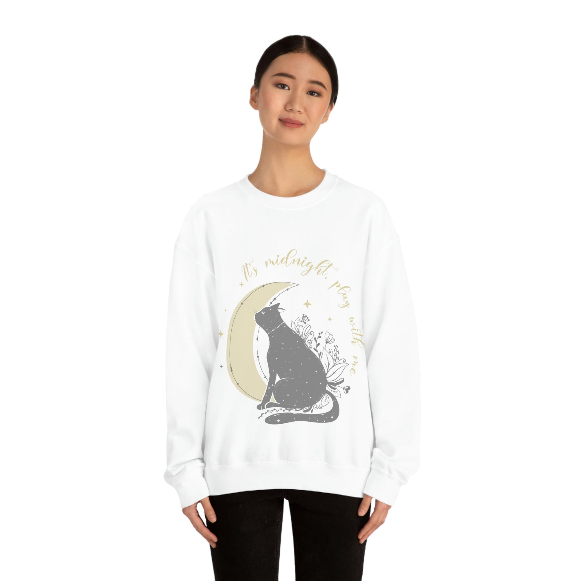 Cat Lover Moon Anime Cartoon Sailor Play with Cat Unisex Heavy Blend™ Crewneck Sweatshirt Ichaku [Perfect Gifts Selection]