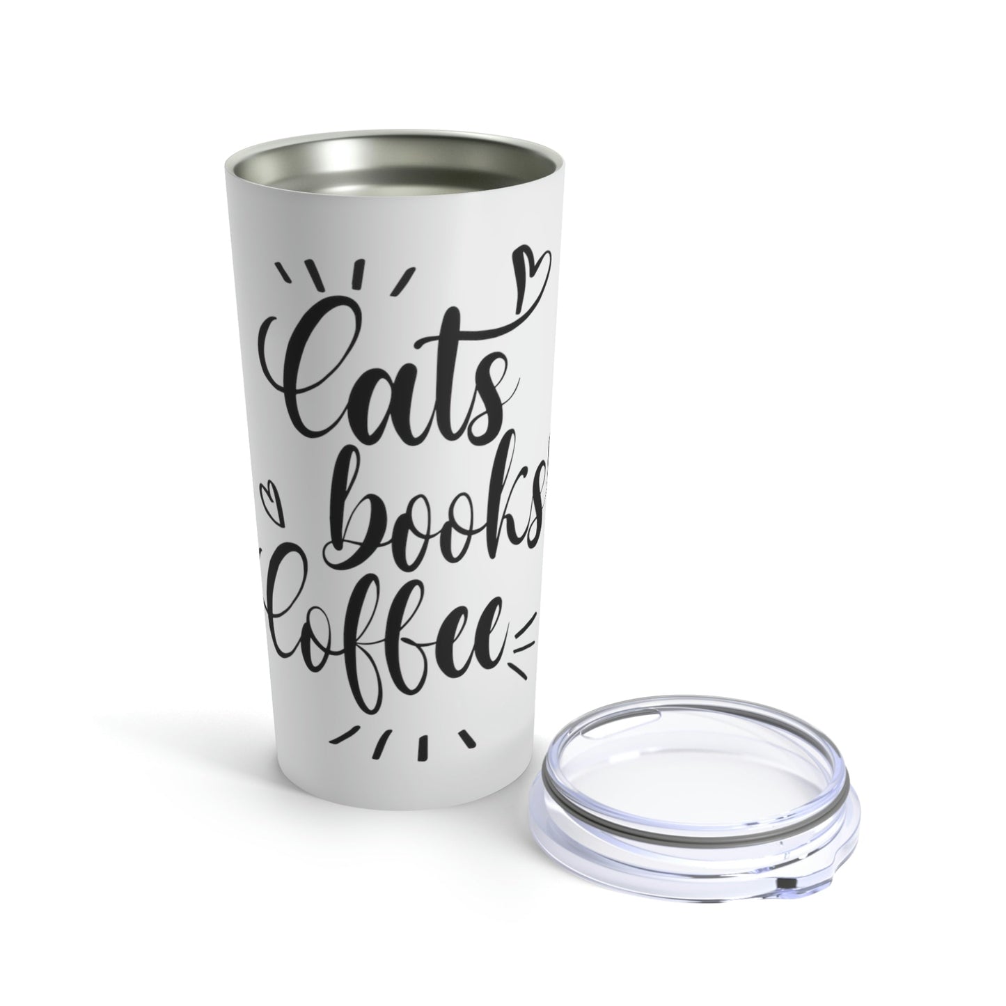 Cats Books and Coffee Funny Cat Memes Stainless Steel Hot or Cold Vacuum Tumbler 20oz Ichaku [Perfect Gifts Selection]