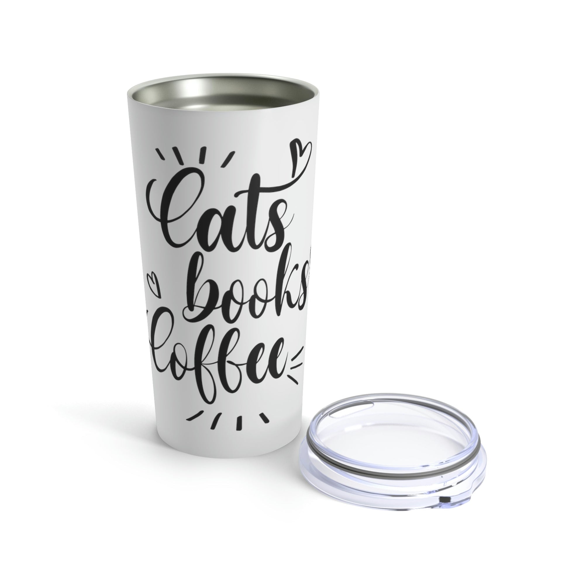 Cats Books and Coffee Funny Cat Memes Stainless Steel Hot or Cold Vacuum Tumbler 20oz Ichaku [Perfect Gifts Selection]