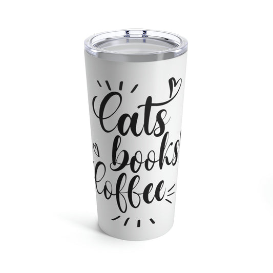 Cats Books and Coffee Funny Cat Memes Stainless Steel Hot or Cold Vacuum Tumbler 20oz Ichaku [Perfect Gifts Selection]