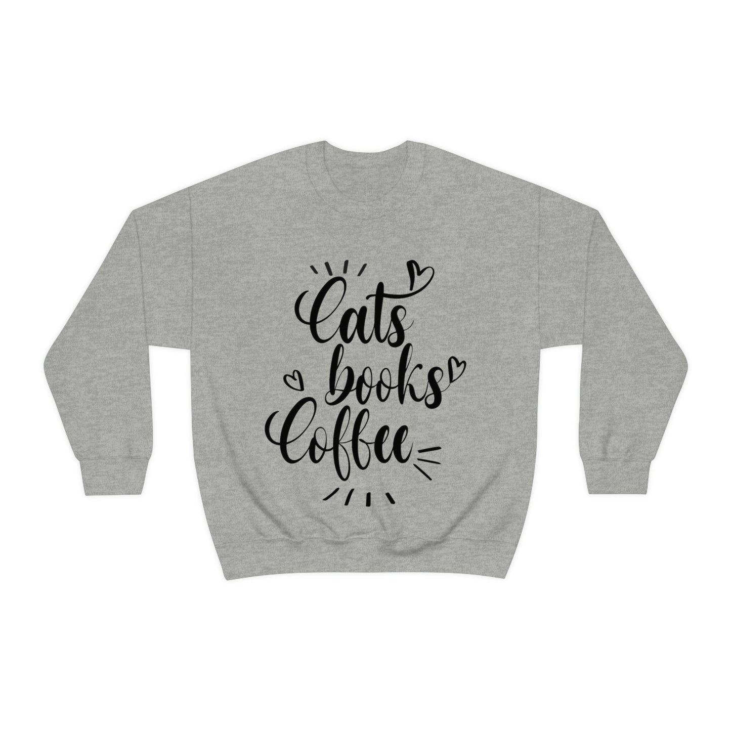 Cats Books and Coffee Funny Cat Memes Unisex Heavy Blend™ Crewneck Sweatshirt Ichaku [Perfect Gifts Selection]