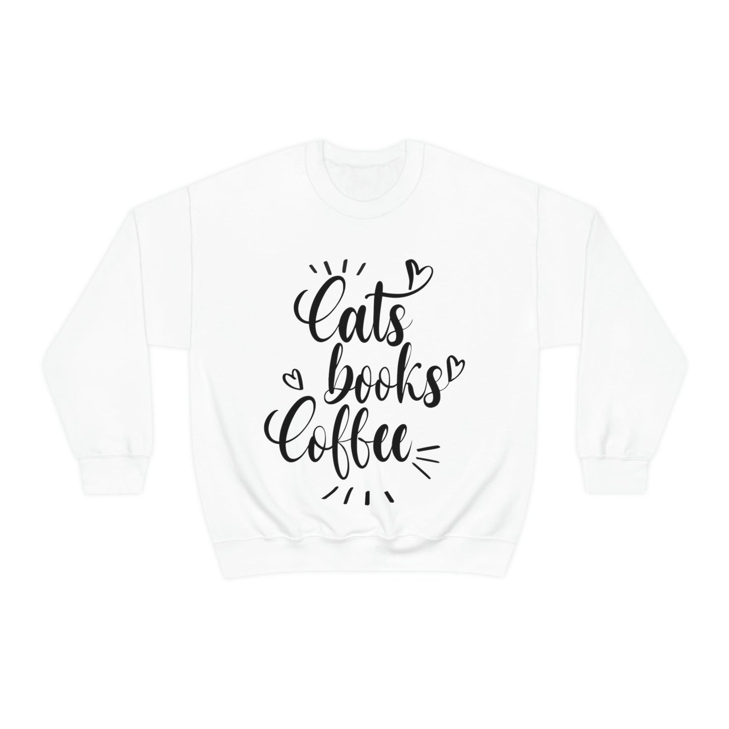 Cats Books and Coffee Funny Cat Memes Unisex Heavy Blend™ Crewneck Sweatshirt Ichaku [Perfect Gifts Selection]