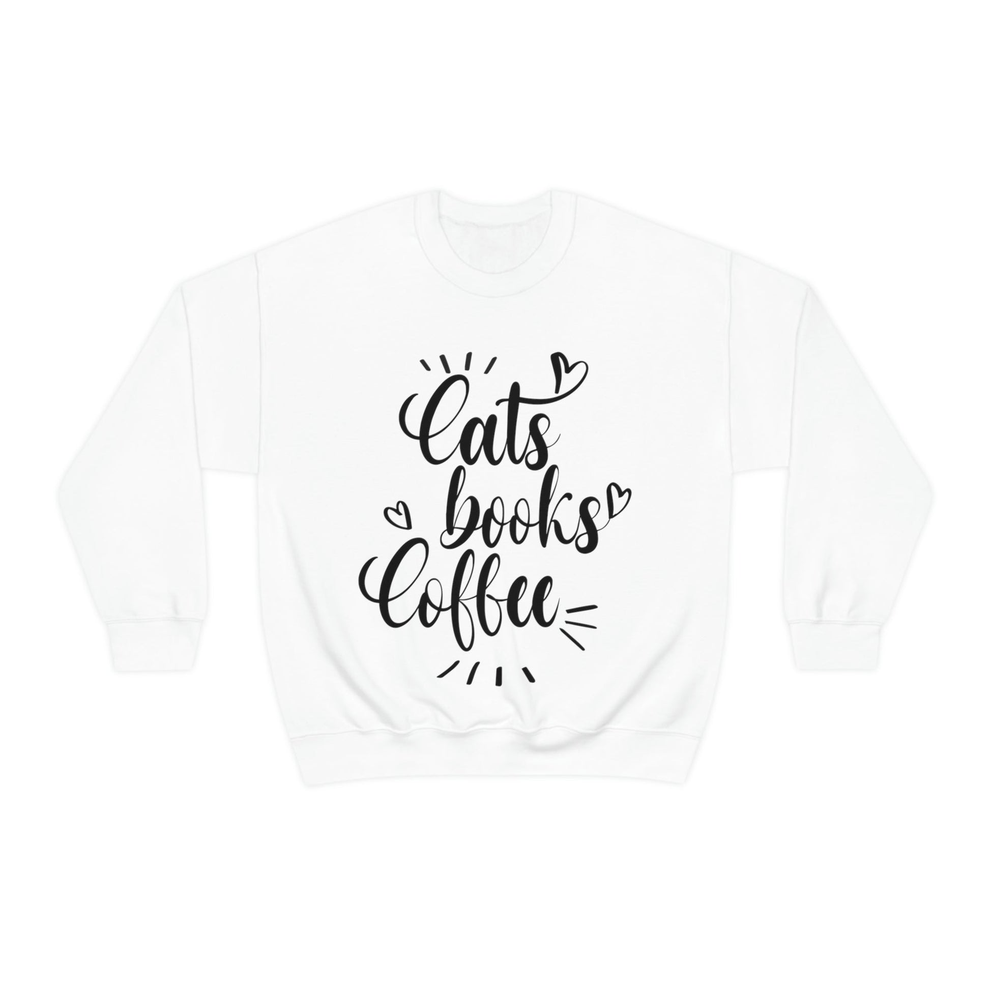 Cats Books and Coffee Funny Cat Memes Unisex Heavy Blend™ Crewneck Sweatshirt Ichaku [Perfect Gifts Selection]