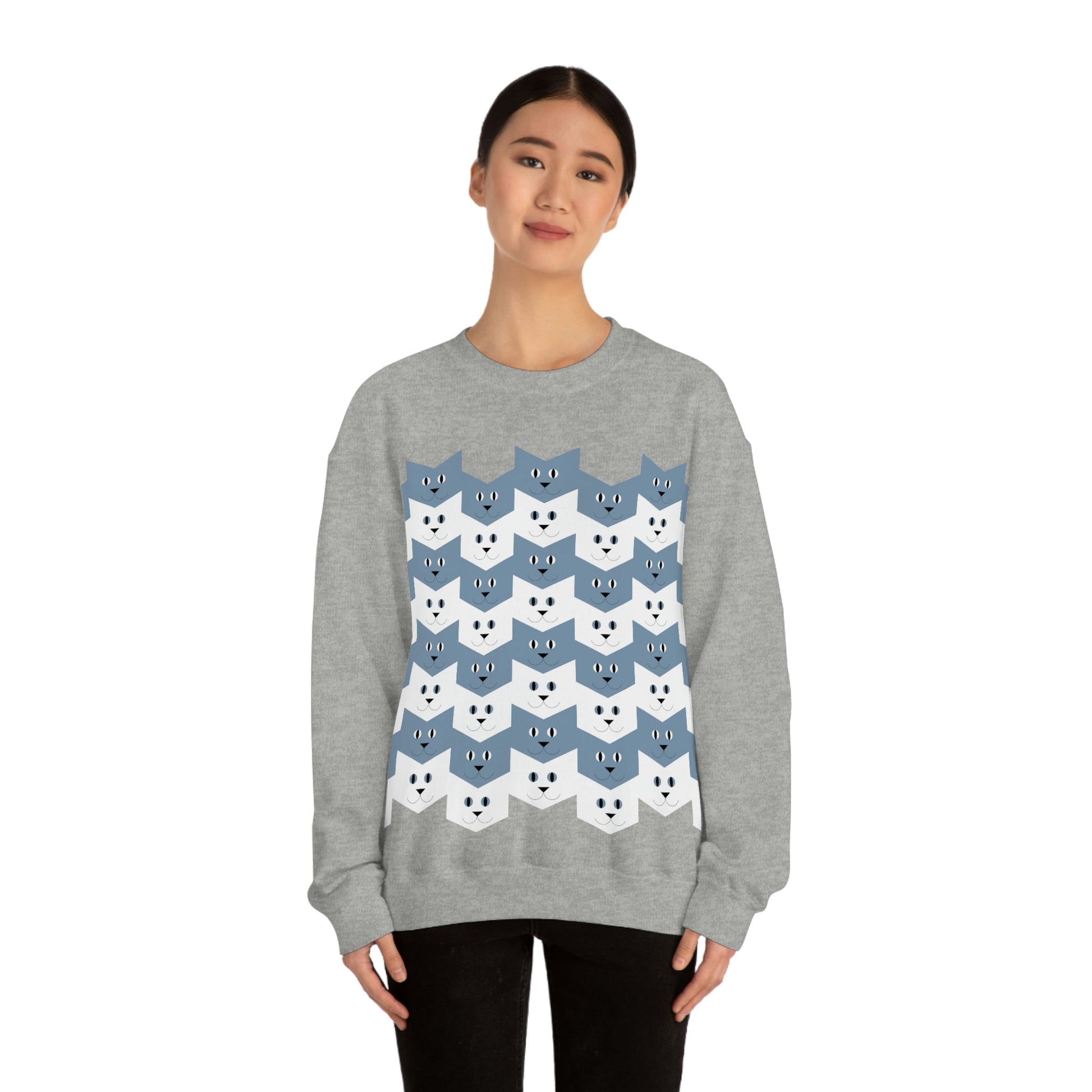 Cats Pattern Anime Cartoon Unisex Heavy Blend™ Crewneck Sweatshirt Ichaku [Perfect Gifts Selection]