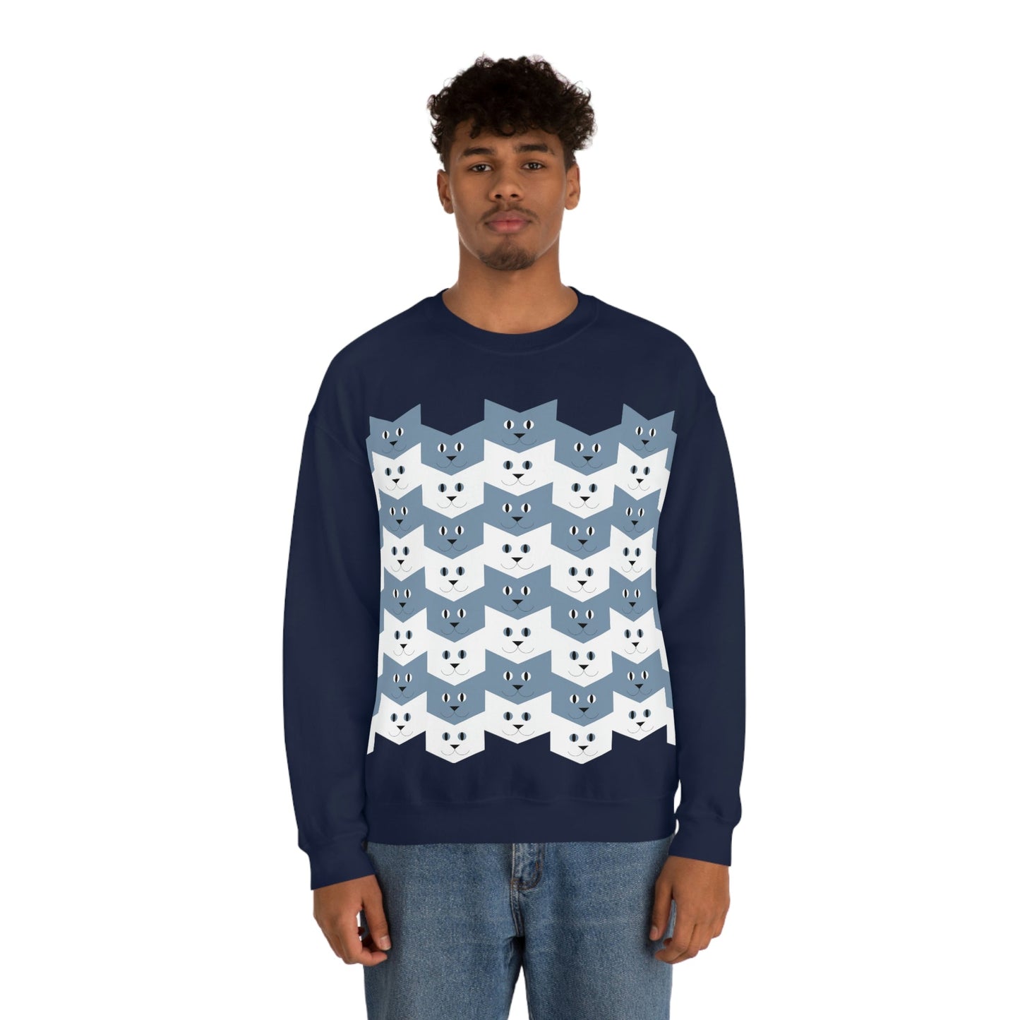 Cats Pattern Anime Cartoon Unisex Heavy Blend™ Crewneck Sweatshirt Ichaku [Perfect Gifts Selection]