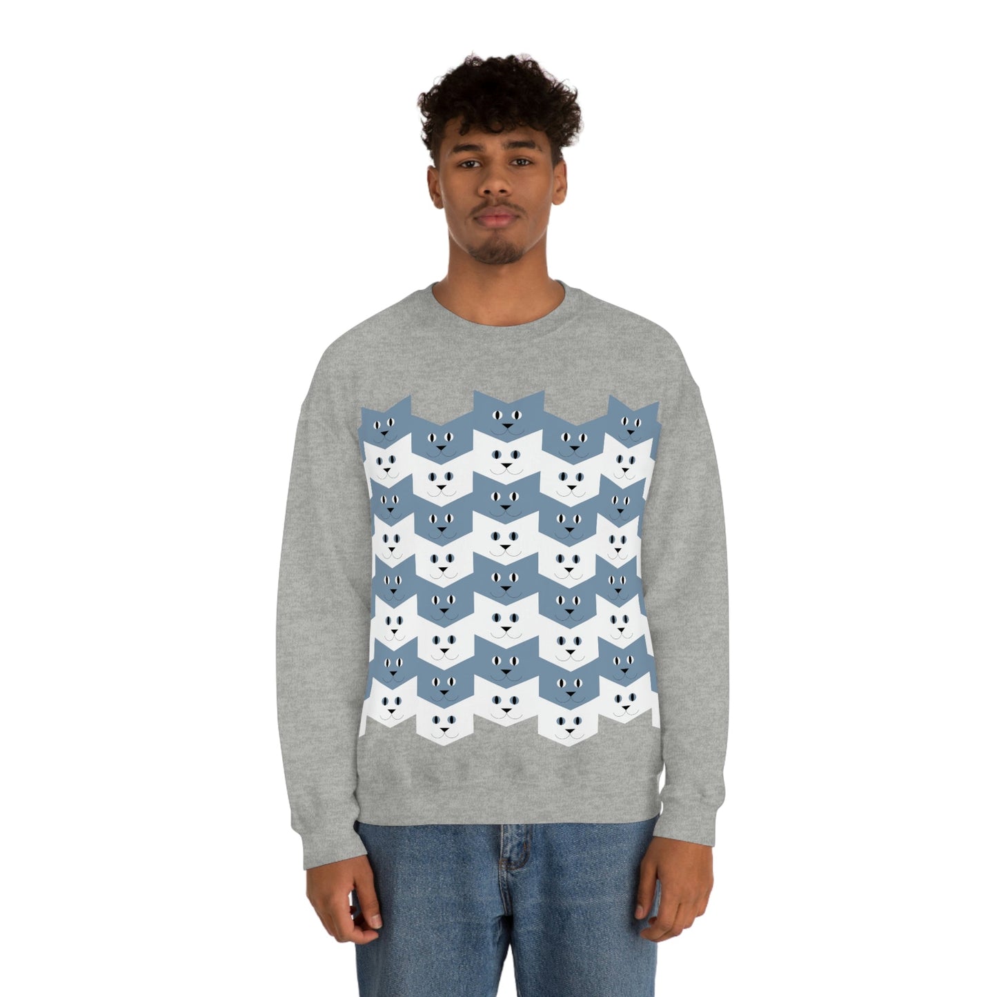 Cats Pattern Anime Cartoon Unisex Heavy Blend™ Crewneck Sweatshirt Ichaku [Perfect Gifts Selection]