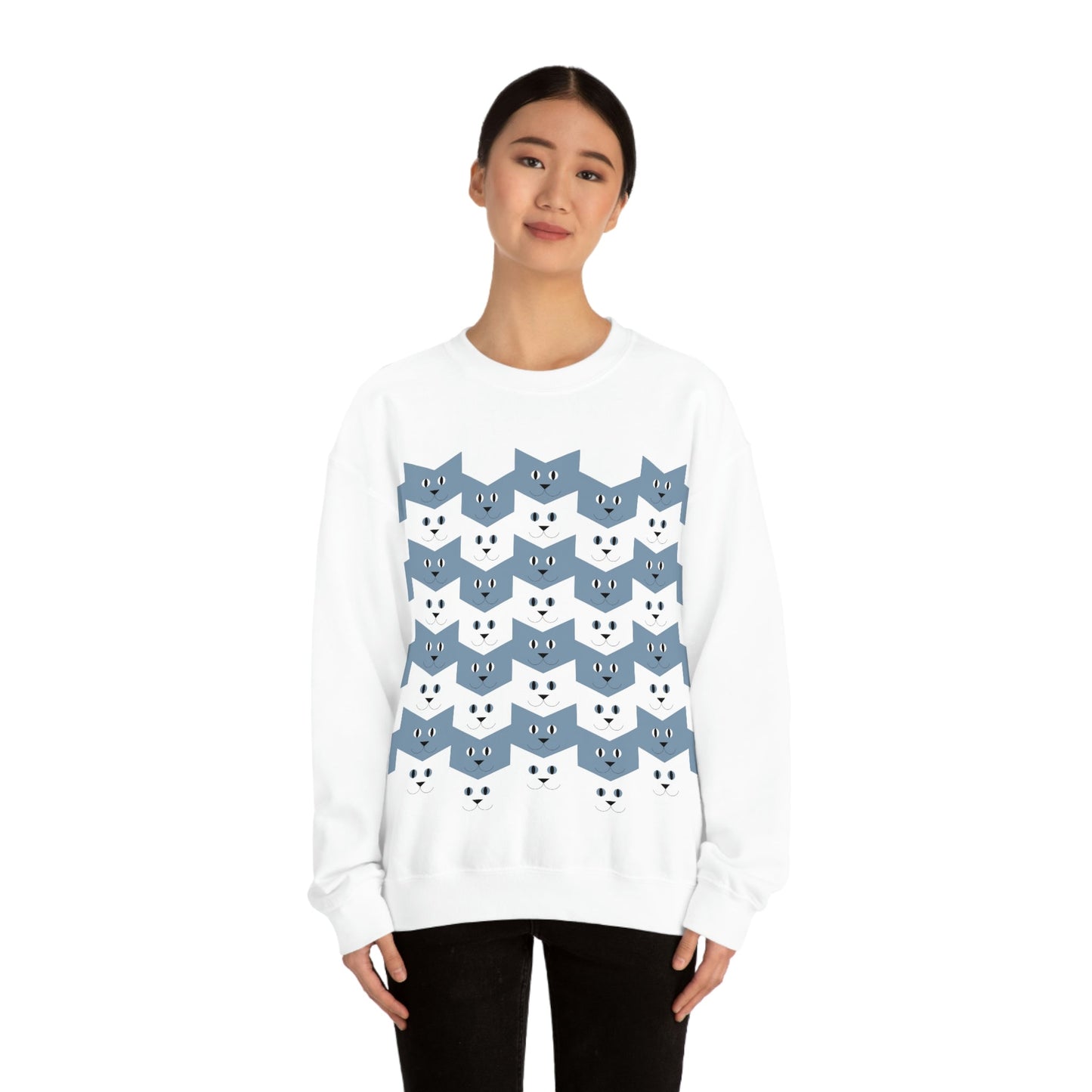 Cats Pattern Anime Cartoon Unisex Heavy Blend™ Crewneck Sweatshirt Ichaku [Perfect Gifts Selection]