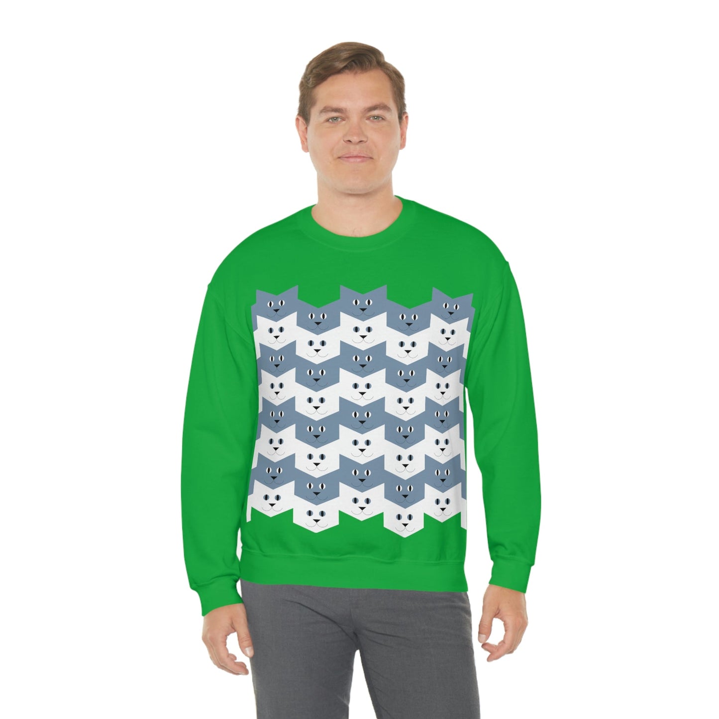 Cats Pattern Anime Cartoon Unisex Heavy Blend™ Crewneck Sweatshirt Ichaku [Perfect Gifts Selection]