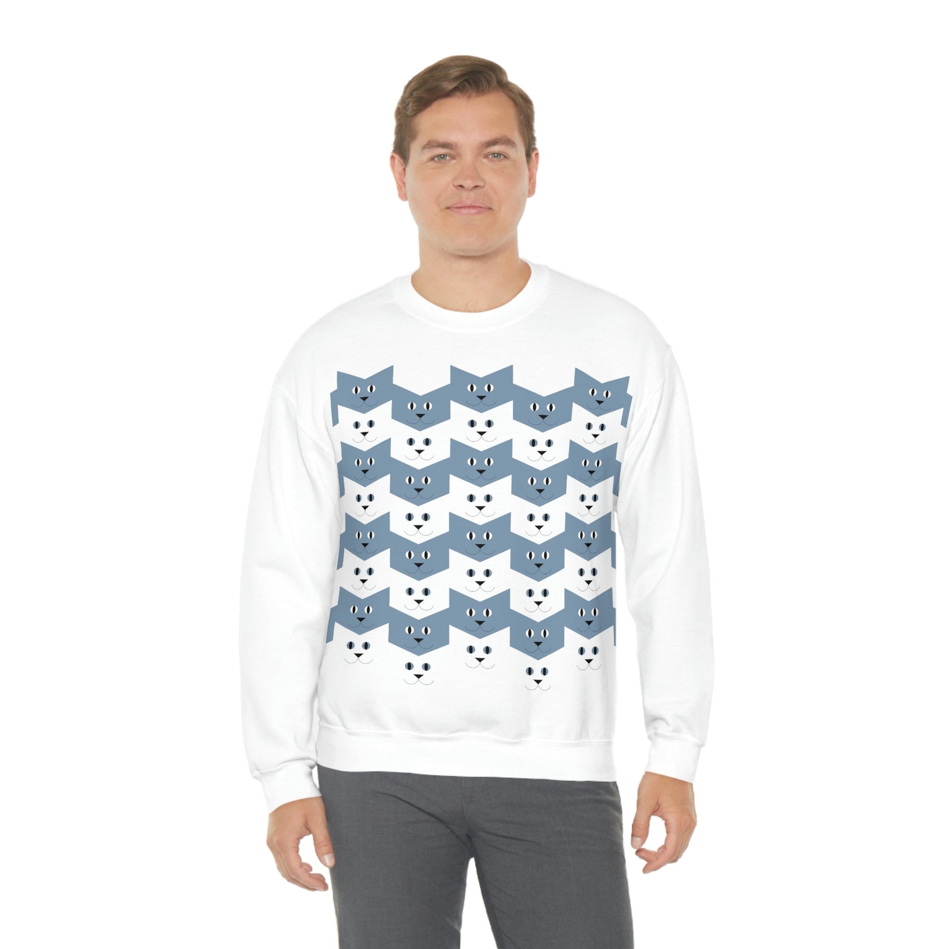 Cats Pattern Anime Cartoon Unisex Heavy Blend™ Crewneck Sweatshirt Ichaku [Perfect Gifts Selection]