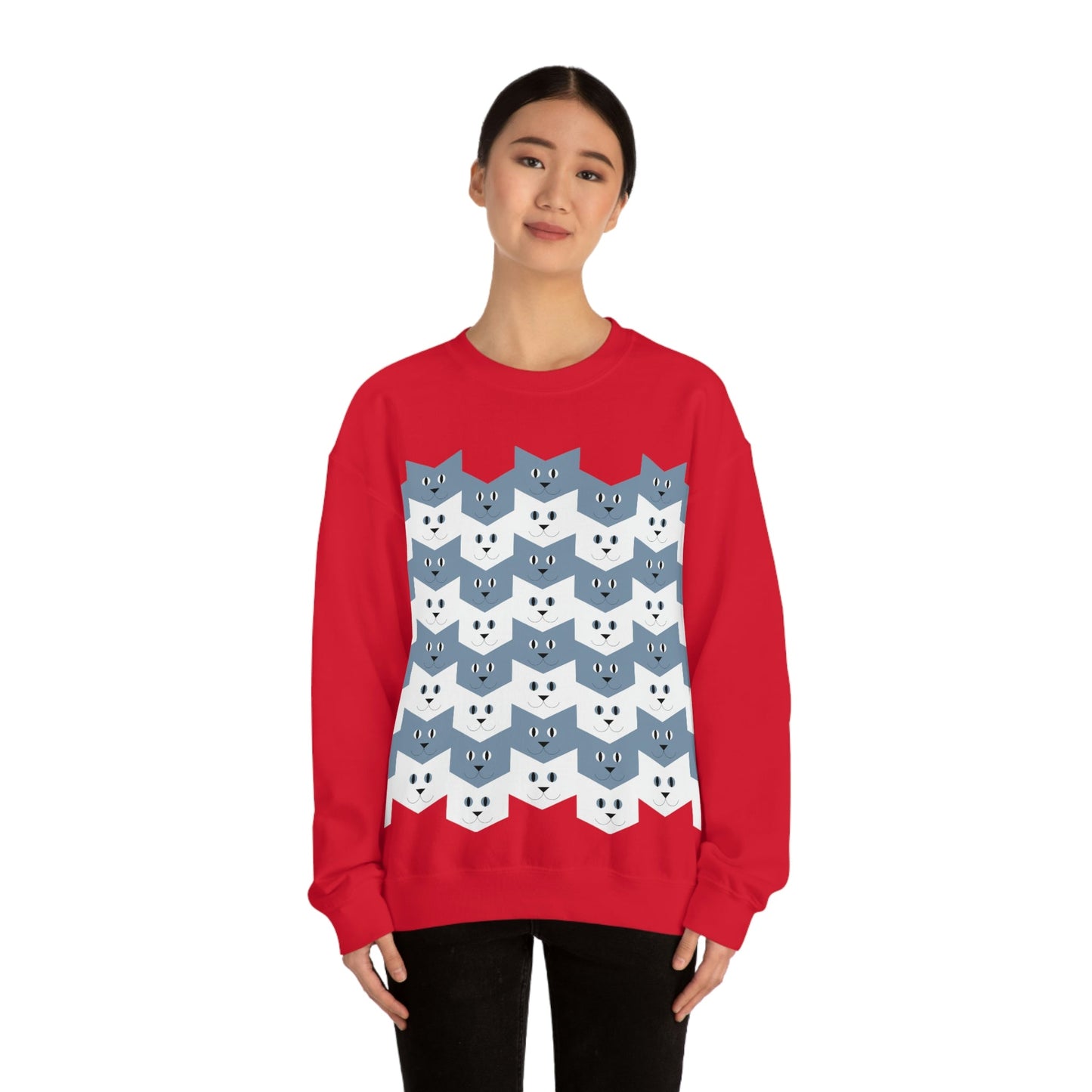 Cats Pattern Anime Cartoon Unisex Heavy Blend™ Crewneck Sweatshirt Ichaku [Perfect Gifts Selection]