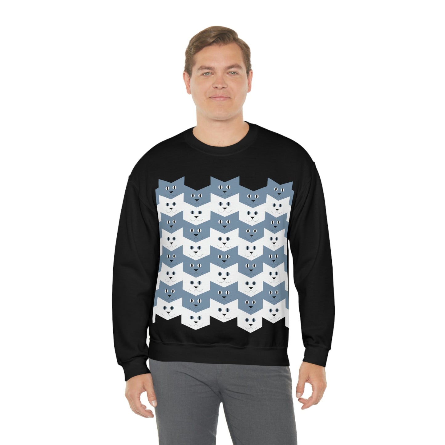 Cats Pattern Anime Cartoon Unisex Heavy Blend™ Crewneck Sweatshirt Ichaku [Perfect Gifts Selection]