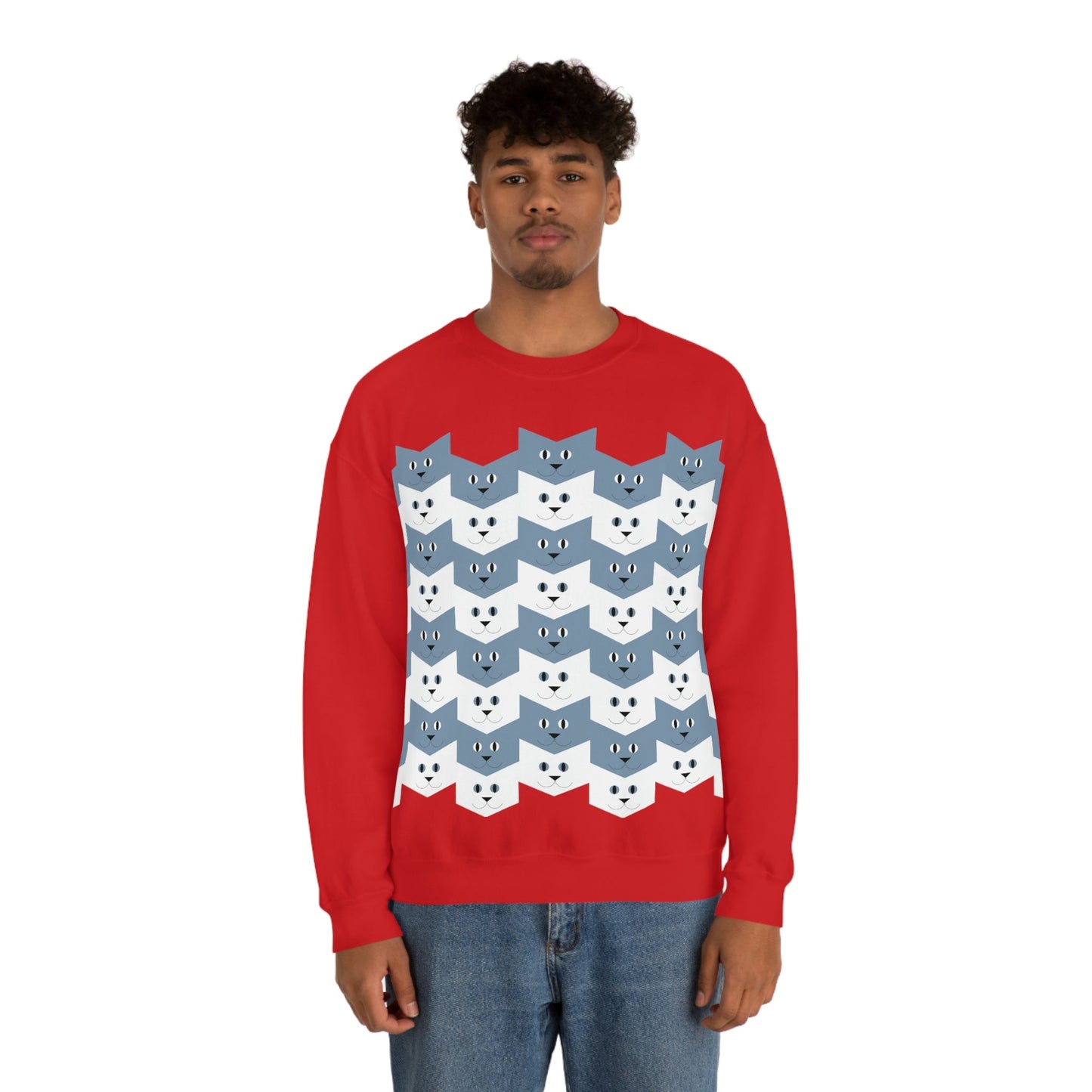 Cats Pattern Anime Cartoon Unisex Heavy Blend™ Crewneck Sweatshirt Ichaku [Perfect Gifts Selection]