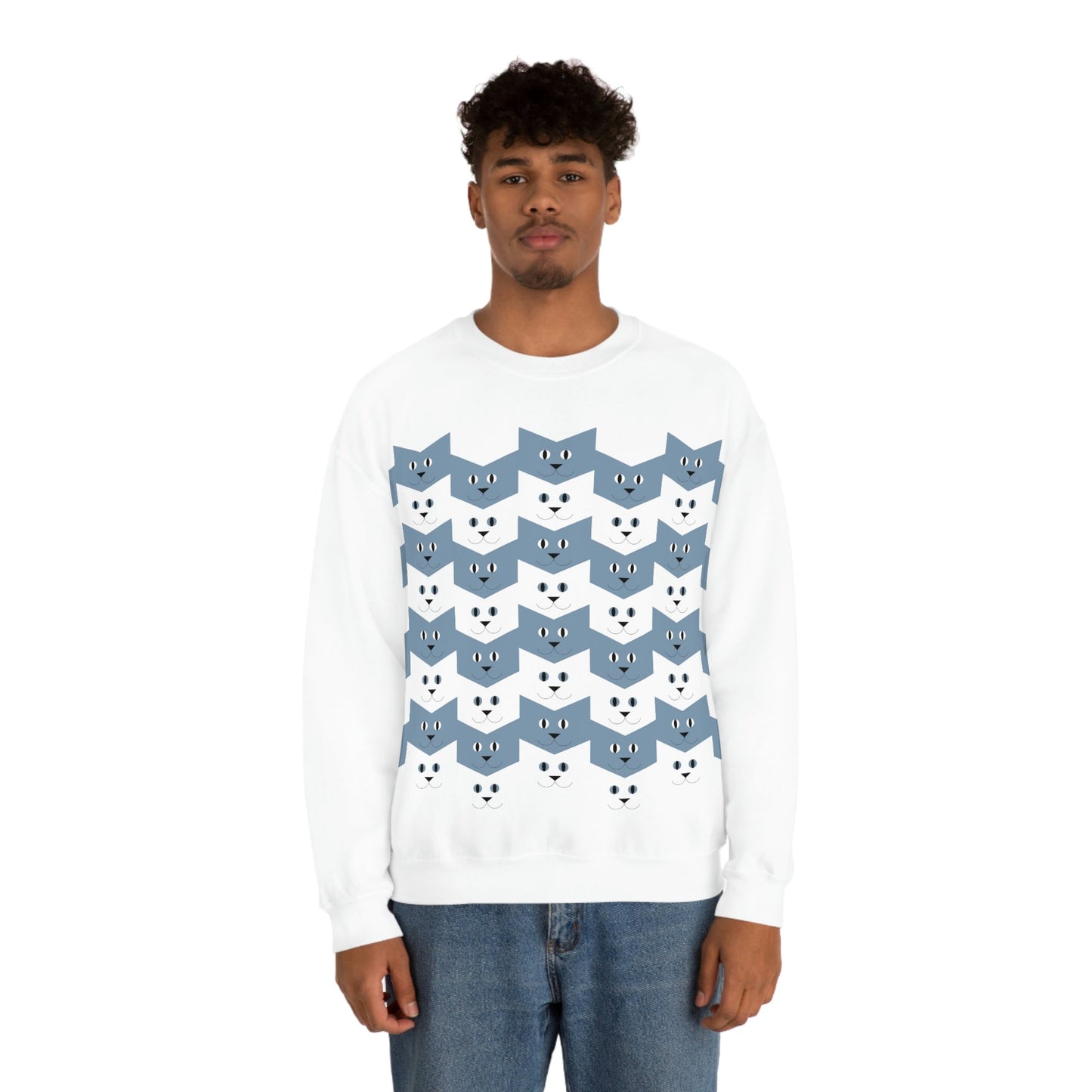 Cats Pattern Anime Cartoon Unisex Heavy Blend™ Crewneck Sweatshirt Ichaku [Perfect Gifts Selection]