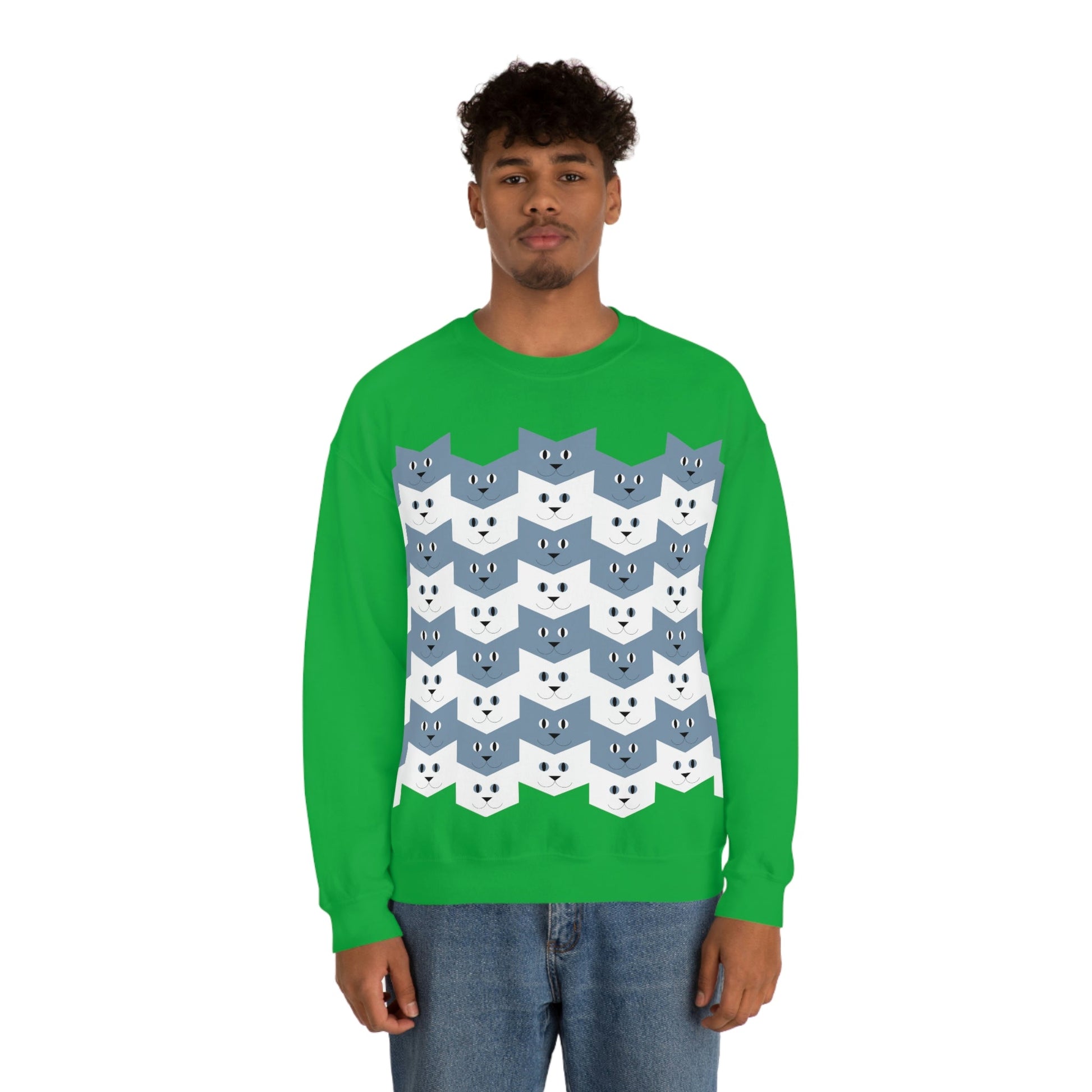 Cats Pattern Anime Cartoon Unisex Heavy Blend™ Crewneck Sweatshirt Ichaku [Perfect Gifts Selection]