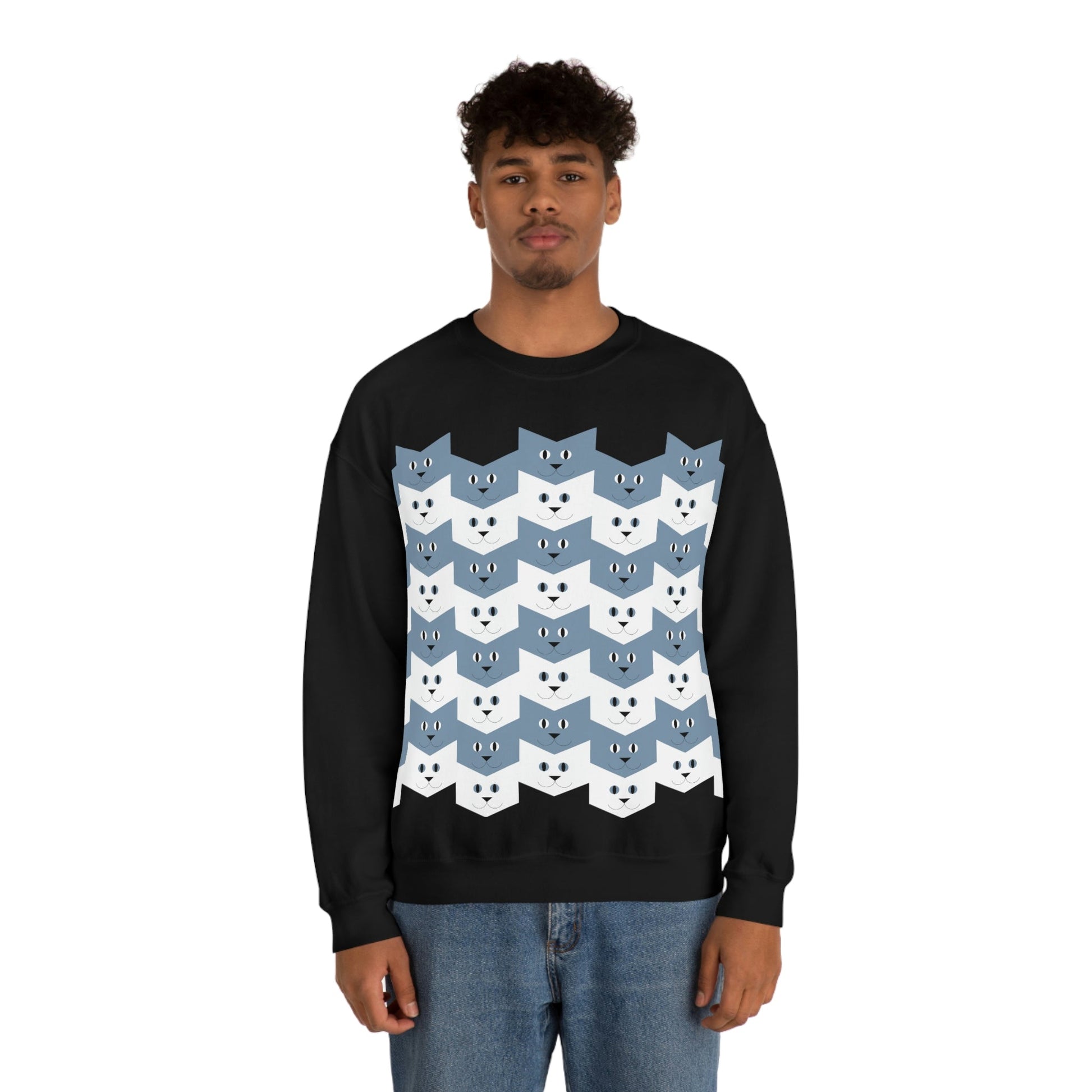 Cats Pattern Anime Cartoon Unisex Heavy Blend™ Crewneck Sweatshirt Ichaku [Perfect Gifts Selection]