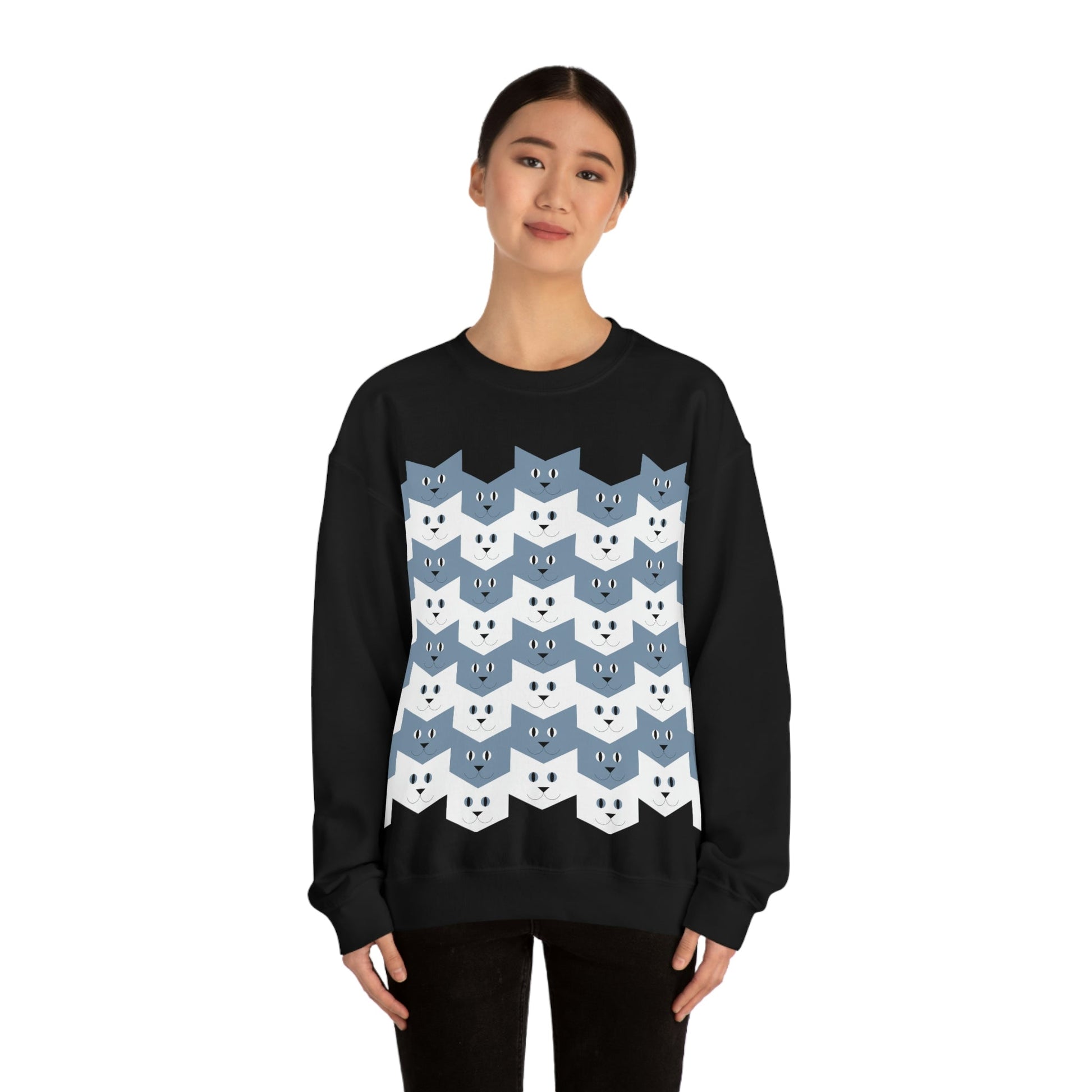 Cats Pattern Anime Cartoon Unisex Heavy Blend™ Crewneck Sweatshirt Ichaku [Perfect Gifts Selection]