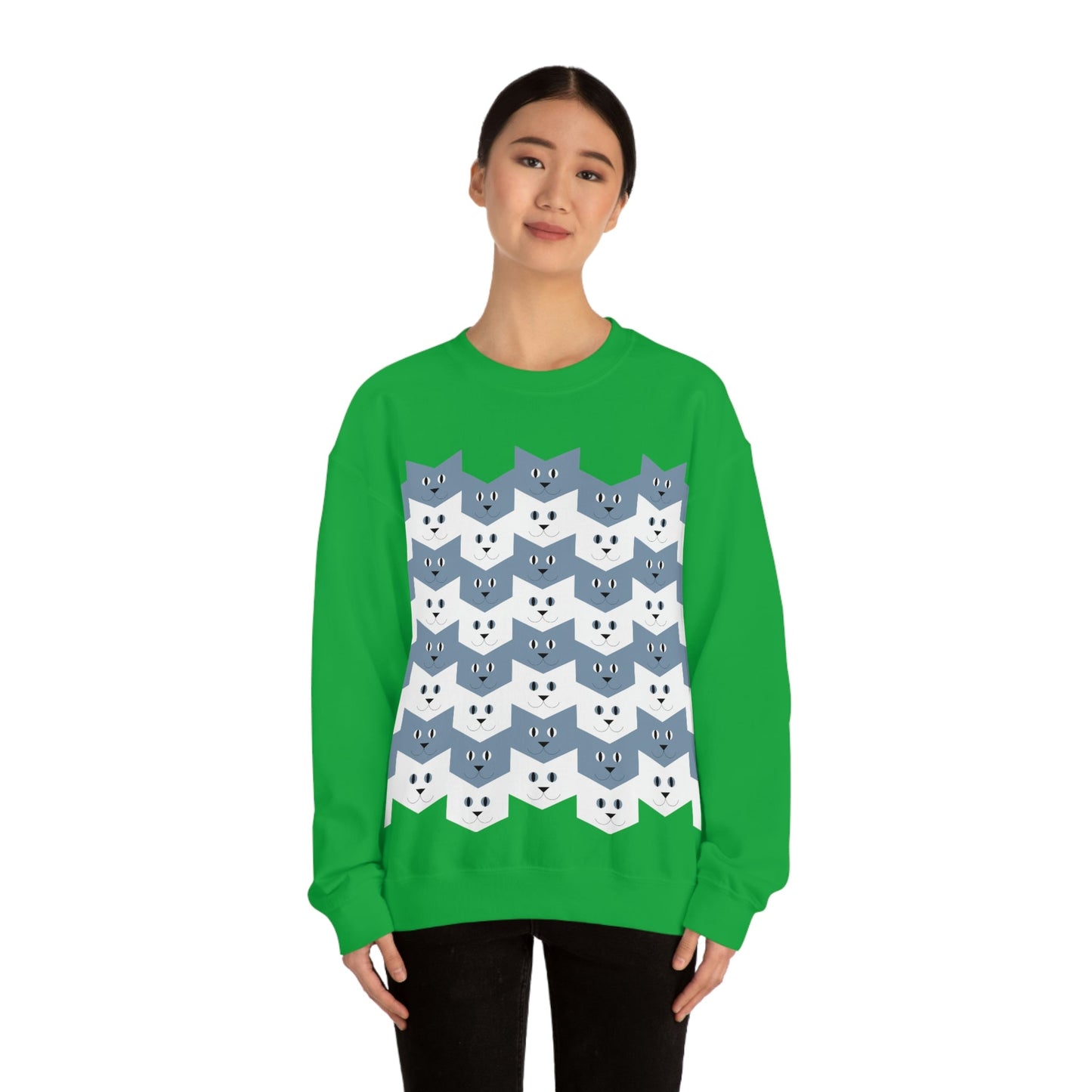 Cats Pattern Anime Cartoon Unisex Heavy Blend™ Crewneck Sweatshirt Ichaku [Perfect Gifts Selection]