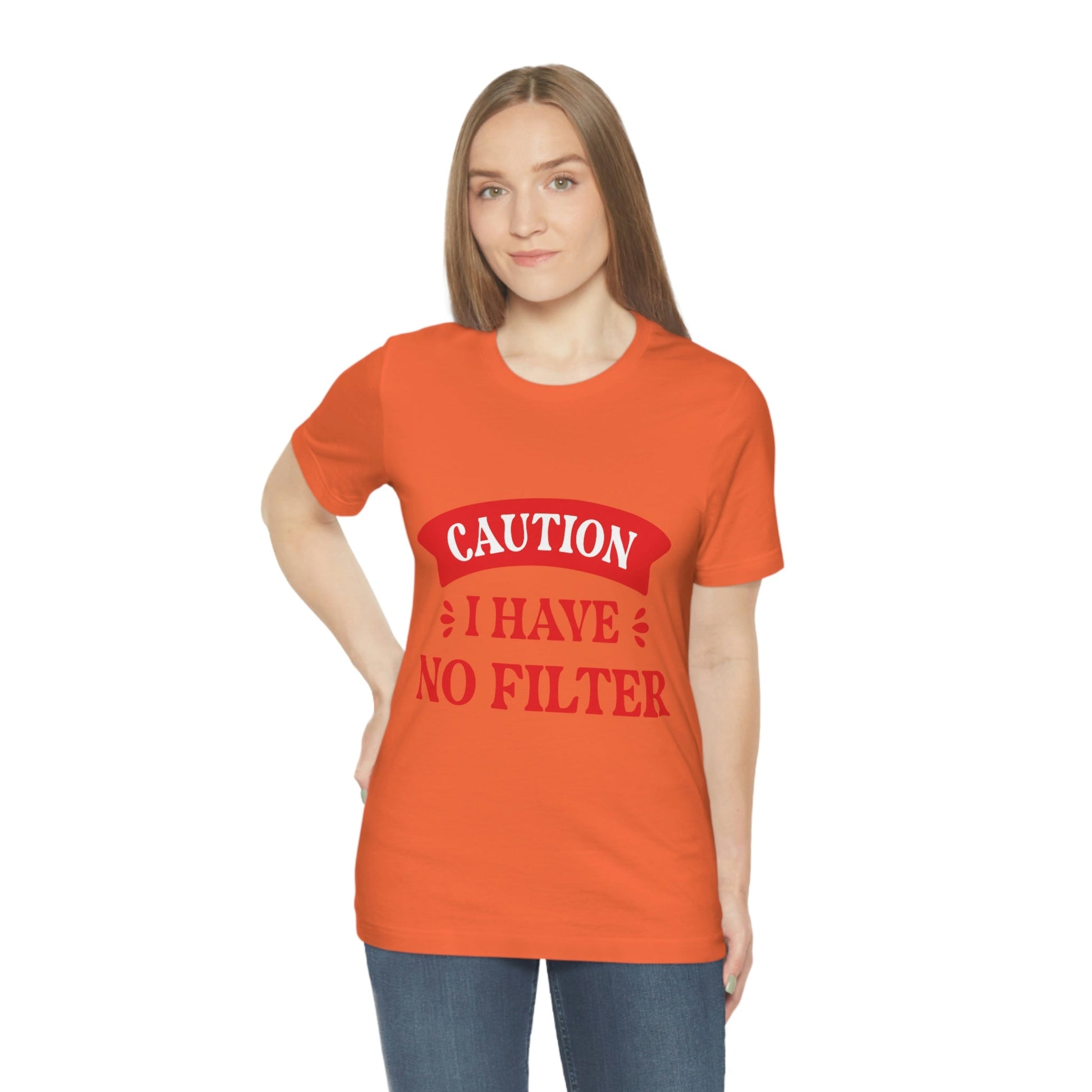 Caution I Have No Filter Humor Quotes Unisex Jersey Short Sleeve T-Shirt Ichaku [Perfect Gifts Selection]