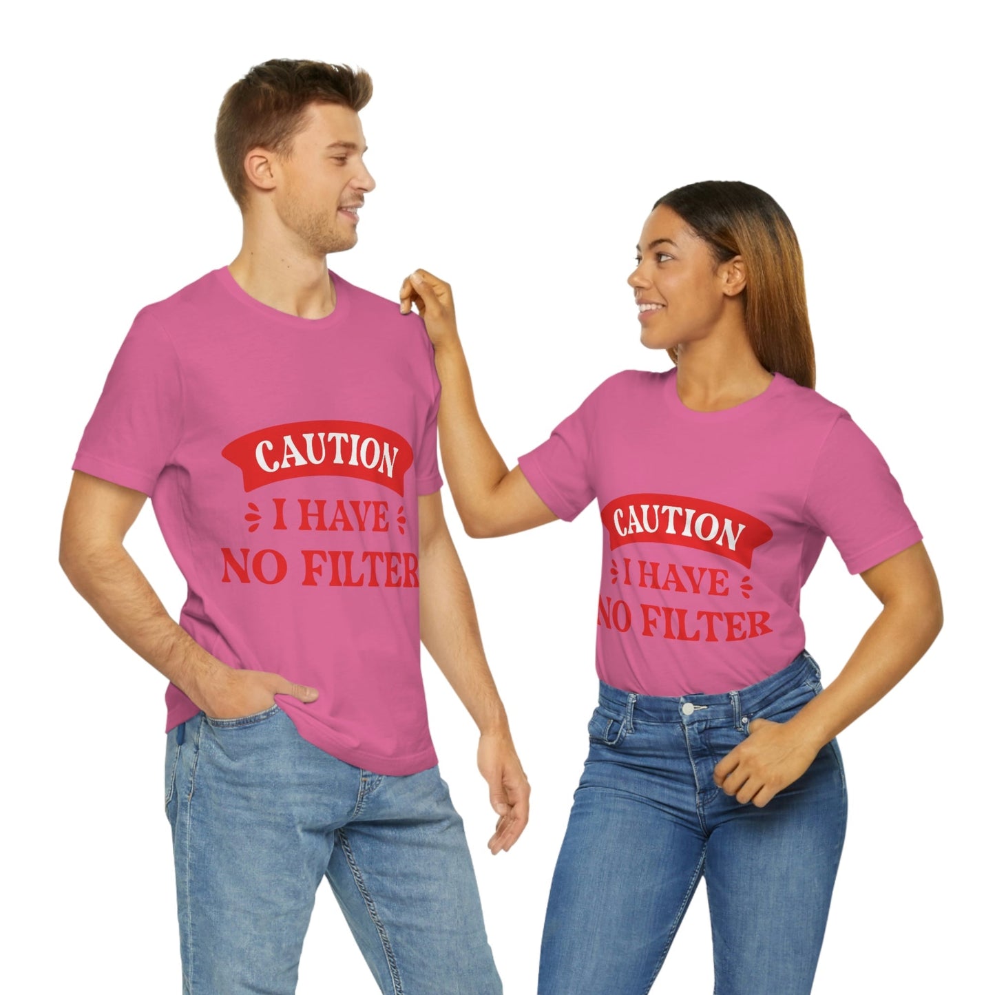 Caution I Have No Filter Humor Quotes Unisex Jersey Short Sleeve T-Shirt Ichaku [Perfect Gifts Selection]