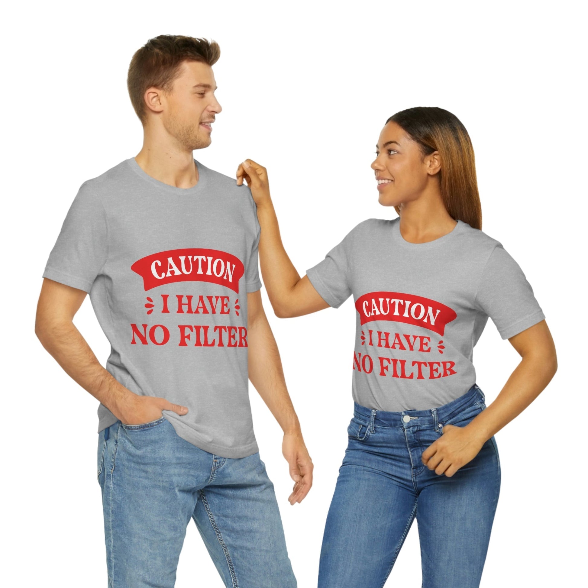 Caution I Have No Filter Humor Quotes Unisex Jersey Short Sleeve T-Shirt Ichaku [Perfect Gifts Selection]