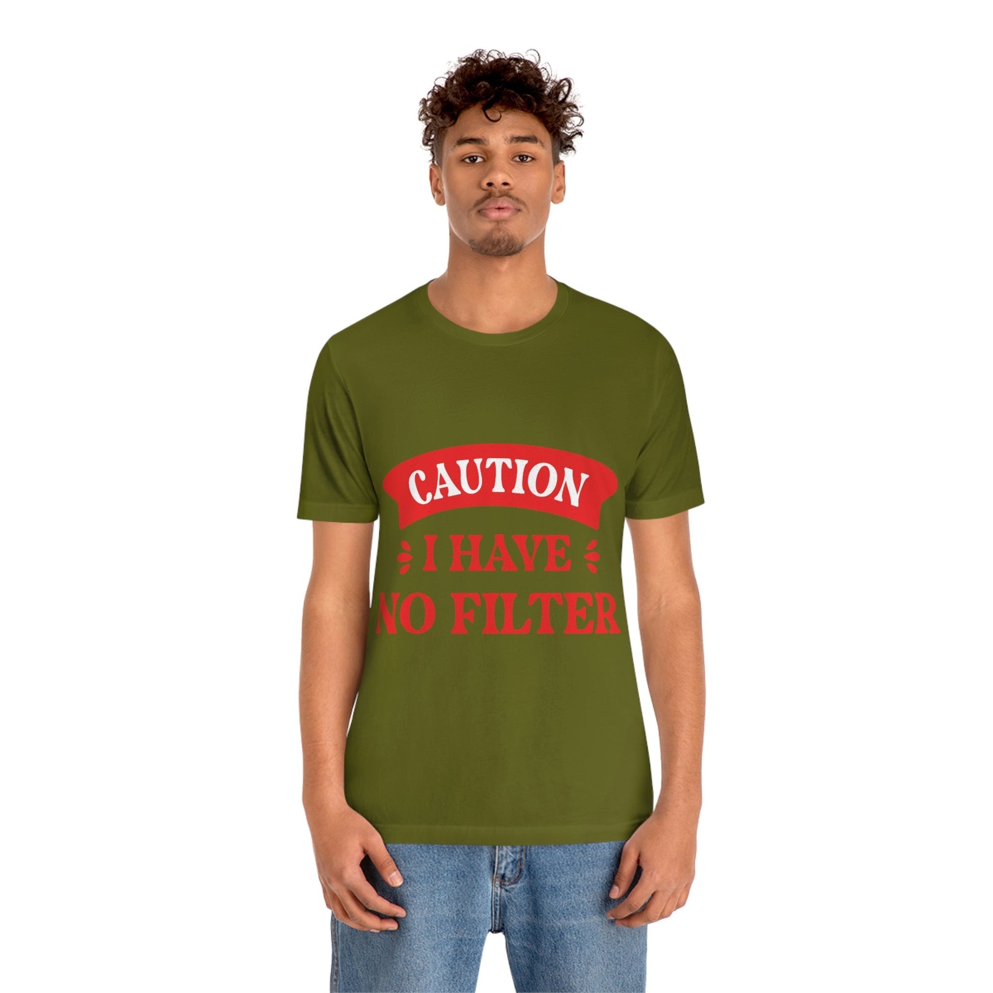 Caution I Have No Filter Humor Quotes Unisex Jersey Short Sleeve T-Shirt Ichaku [Perfect Gifts Selection]