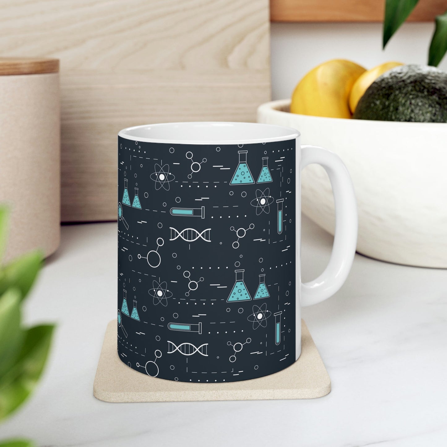 Chemistry Science Biology Pattern Scientist Educational Ceramic Mug 11oz Ichaku [Perfect Gifts Selection]