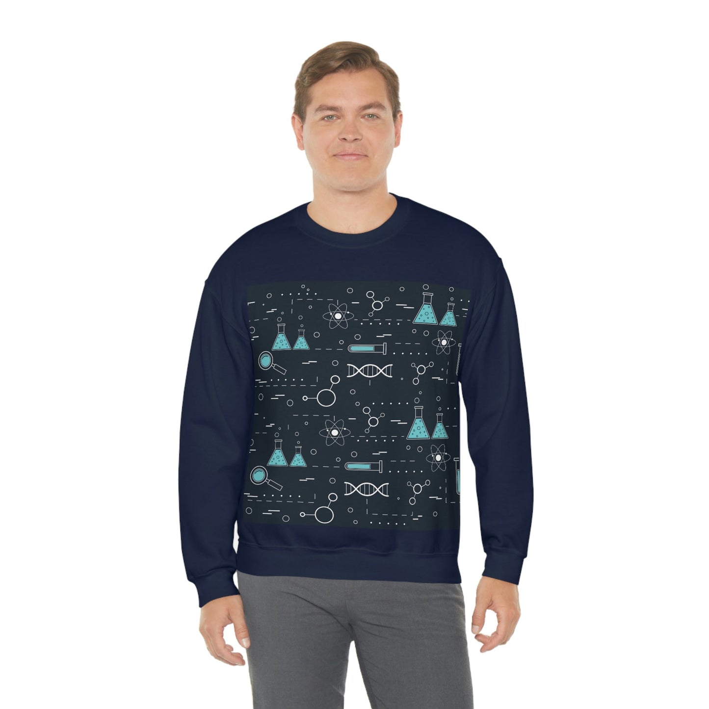 Chemistry Science Biology Pattern Scientist Educational Unisex Heavy Blend™ Crewneck Sweatshirt Ichaku [Perfect Gifts Selection]