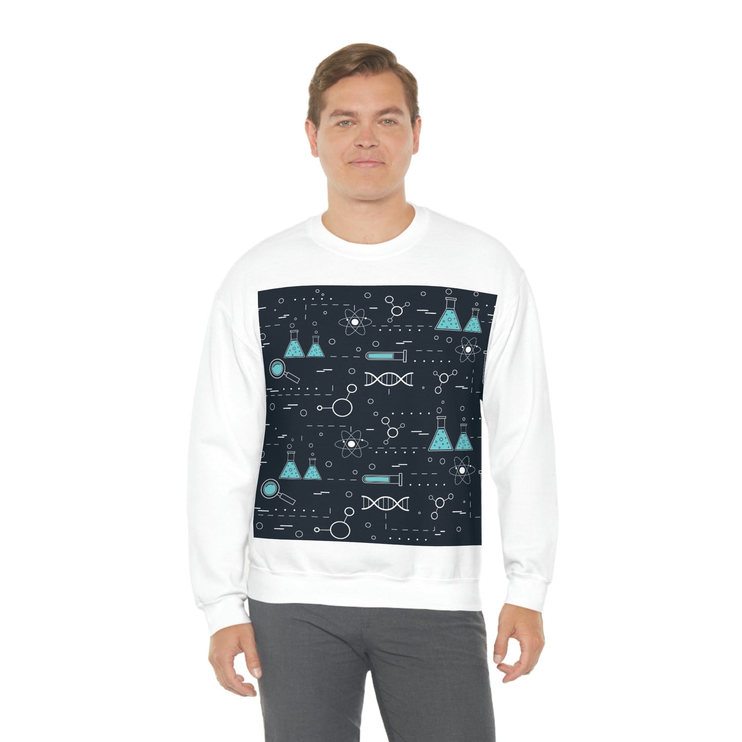 Chemistry Science Biology Pattern Scientist Educational Unisex Heavy Blend™ Crewneck Sweatshirt Ichaku [Perfect Gifts Selection]