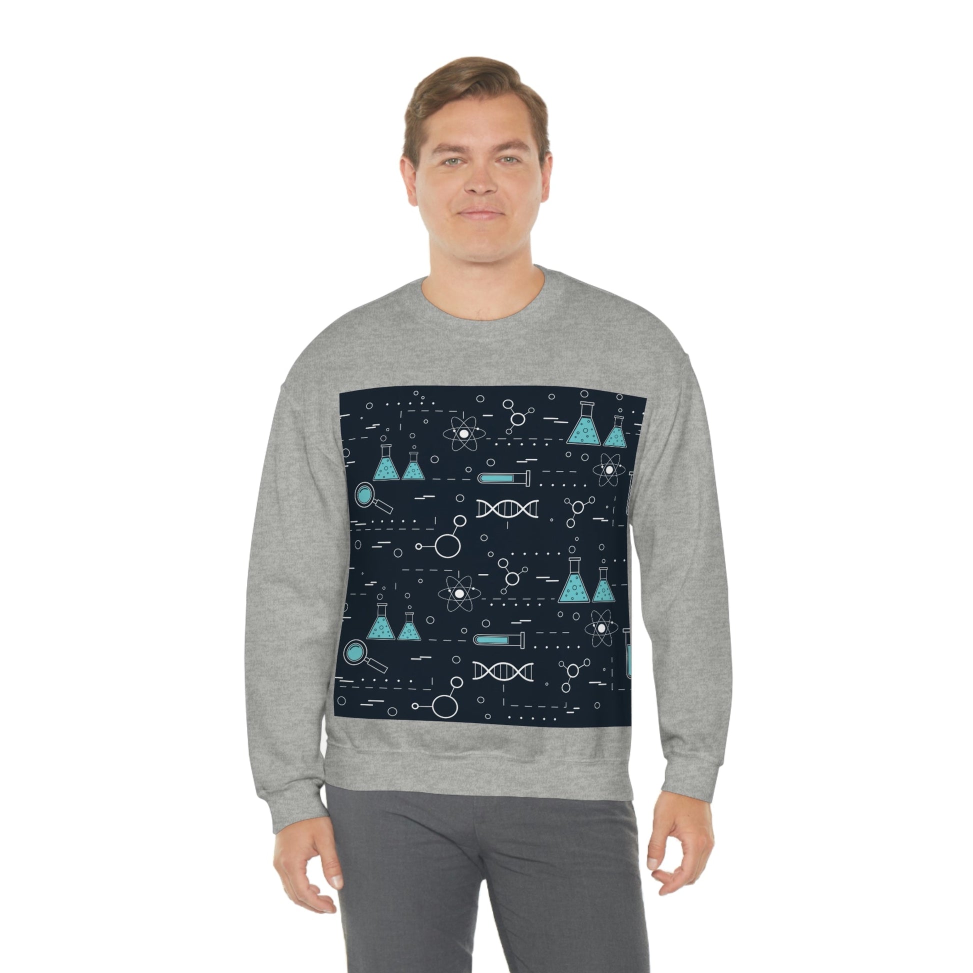 Chemistry Science Biology Pattern Scientist Educational Unisex Heavy Blend™ Crewneck Sweatshirt Ichaku [Perfect Gifts Selection]