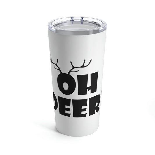 Christmas Deer Funny Text Slogan Stainless Steel Hot or Cold Vacuum Tumbler 20oz Ichaku [Perfect Gifts Selection]